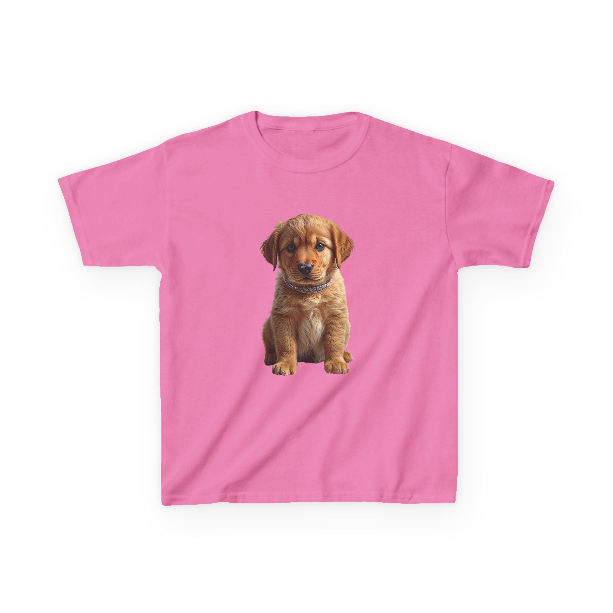 T-shirt enfant illustration chiot marron | T-shirt chien mignon, amoureux des animaux