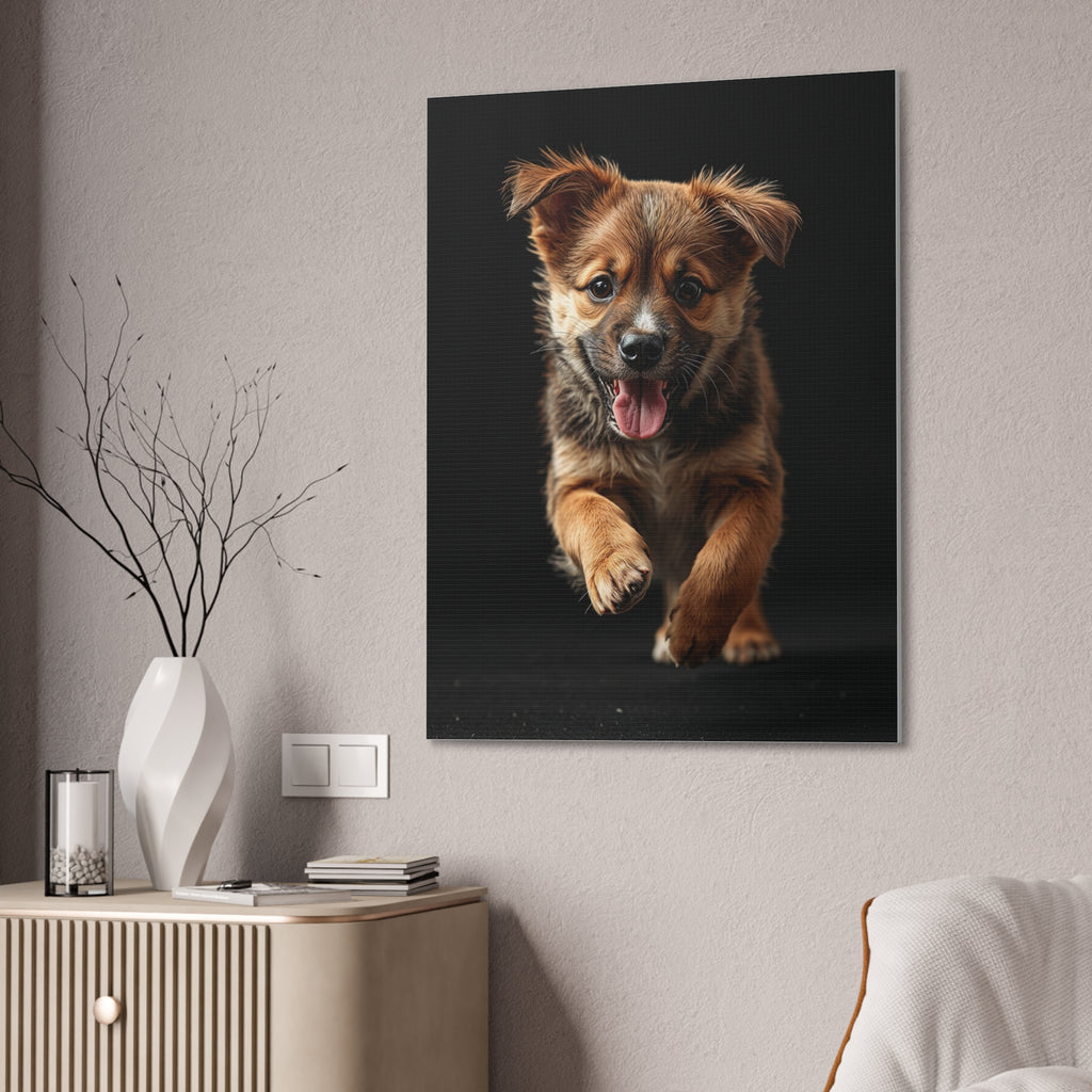 Running Puppy Canvas | Stretched Wall Art, gift for dog lovers