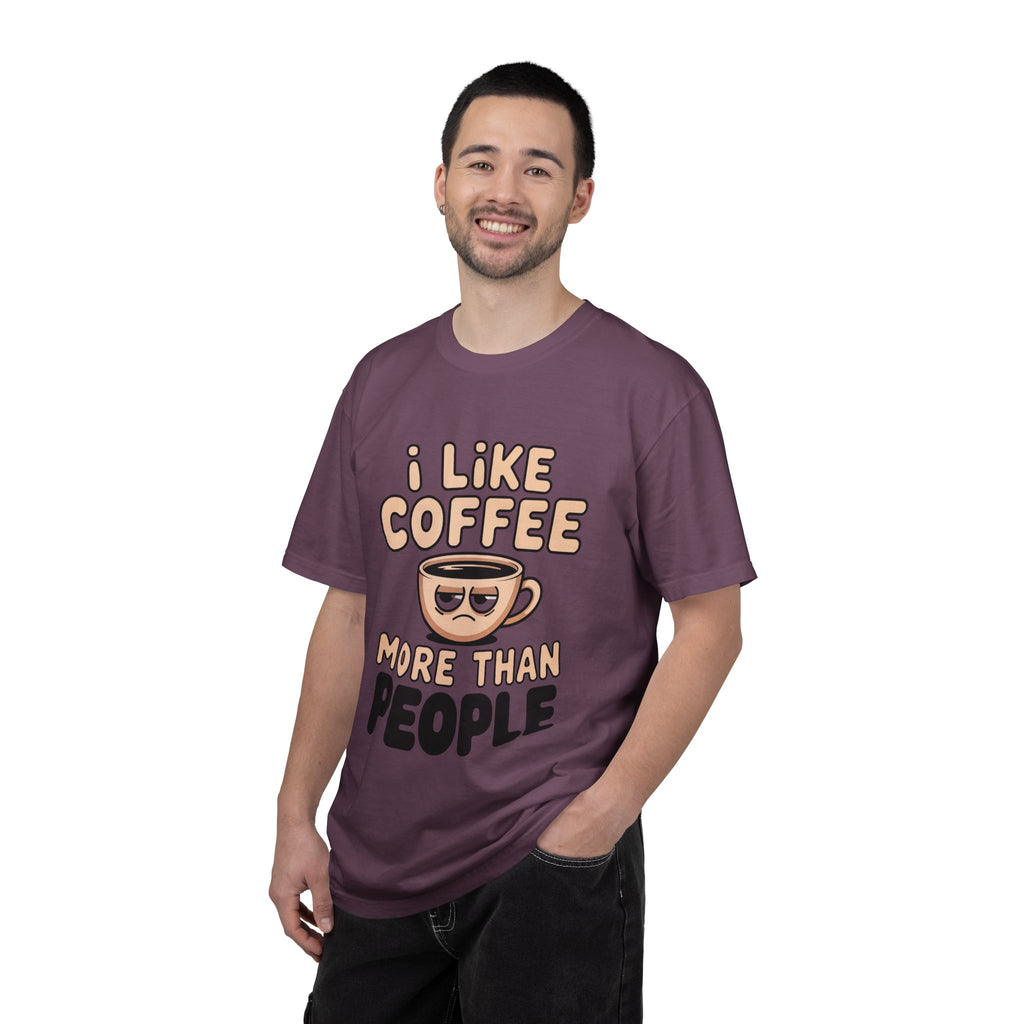 I Like Coffee More Than People T-Shirt, Funny Slogan Tee Inspirational Self Love Shirt Motivational Graphic Tee