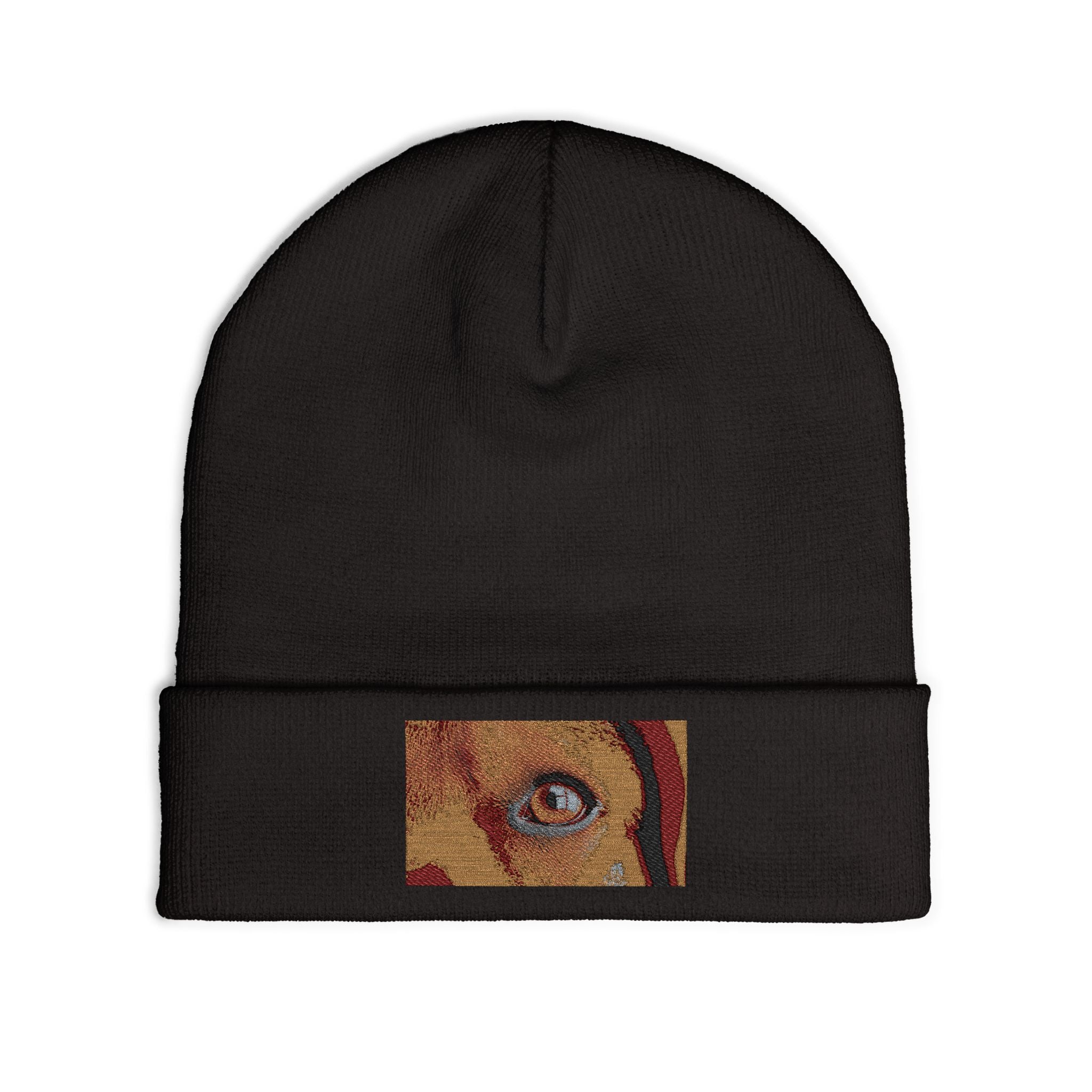 Bonnet tricoté Golden Dog Eye | Portrait de patte brodé