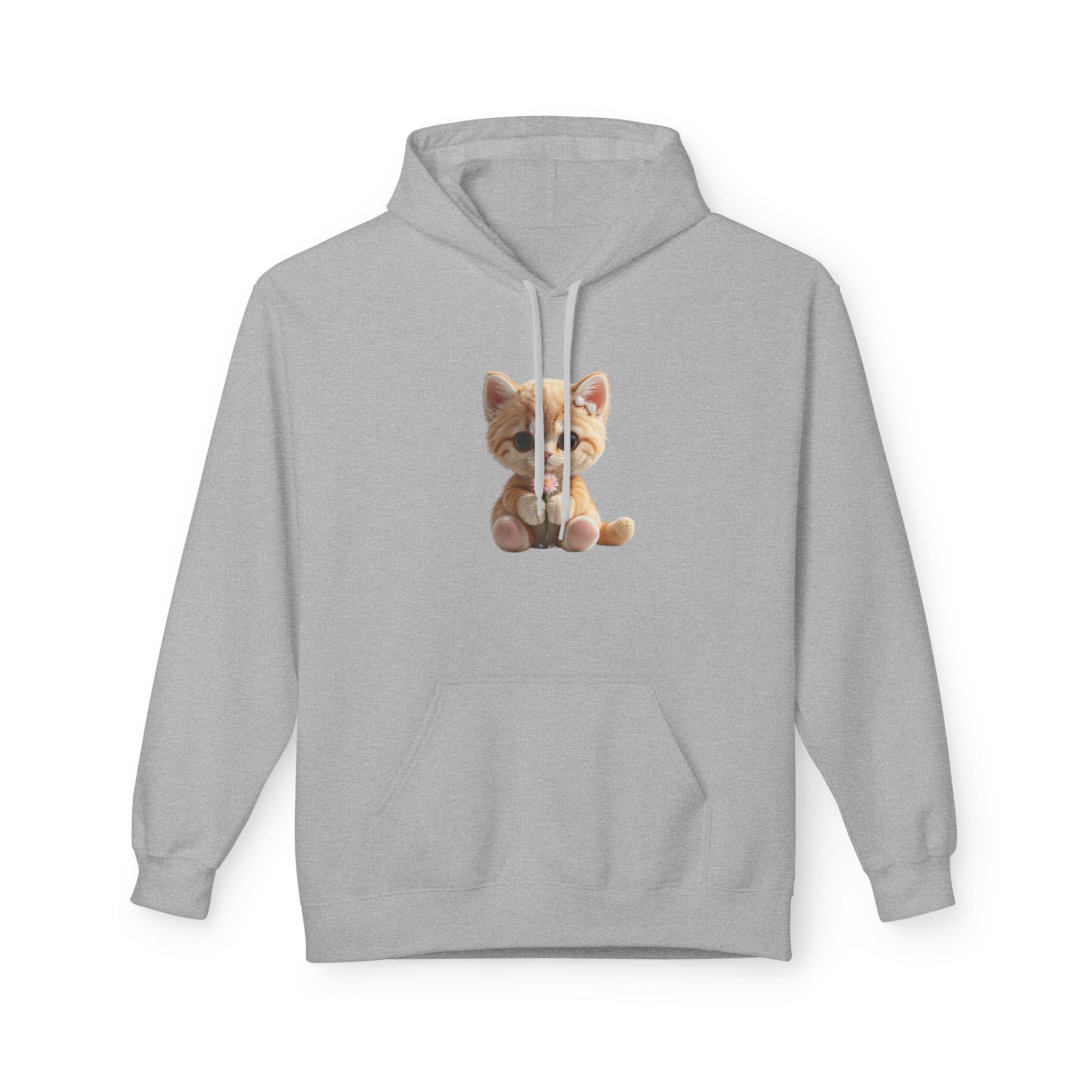 Sweat à capuche chaton assis mignon | Illustration de chat, pull blanc doux