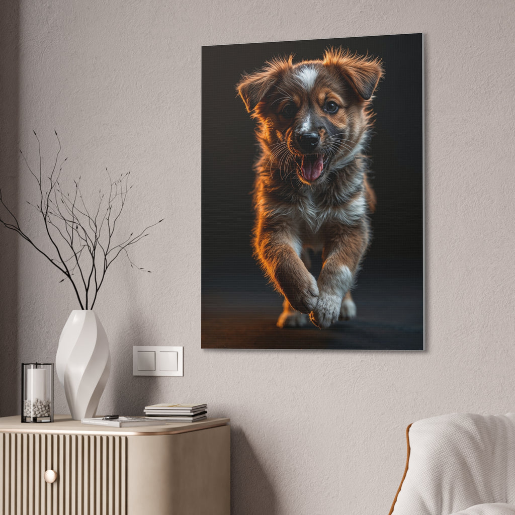 Running Puppy Canvas, gift for dog lovers