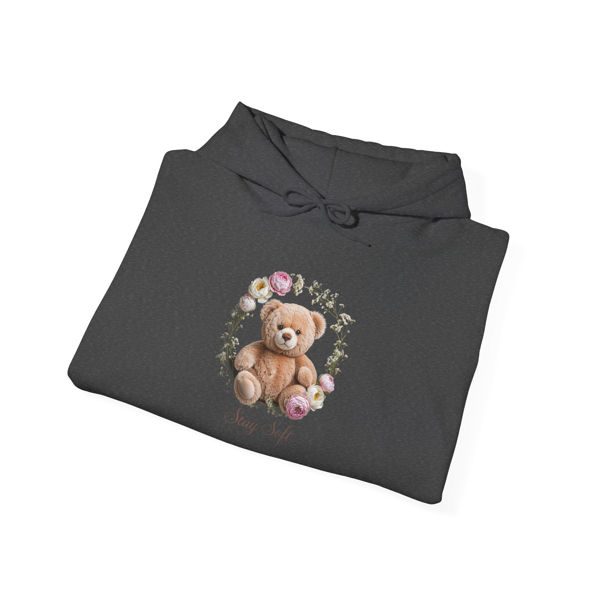 Sweat à capuche ours en peluche et couronne de fleurs | Sweat-shirt ours mignon avec roses