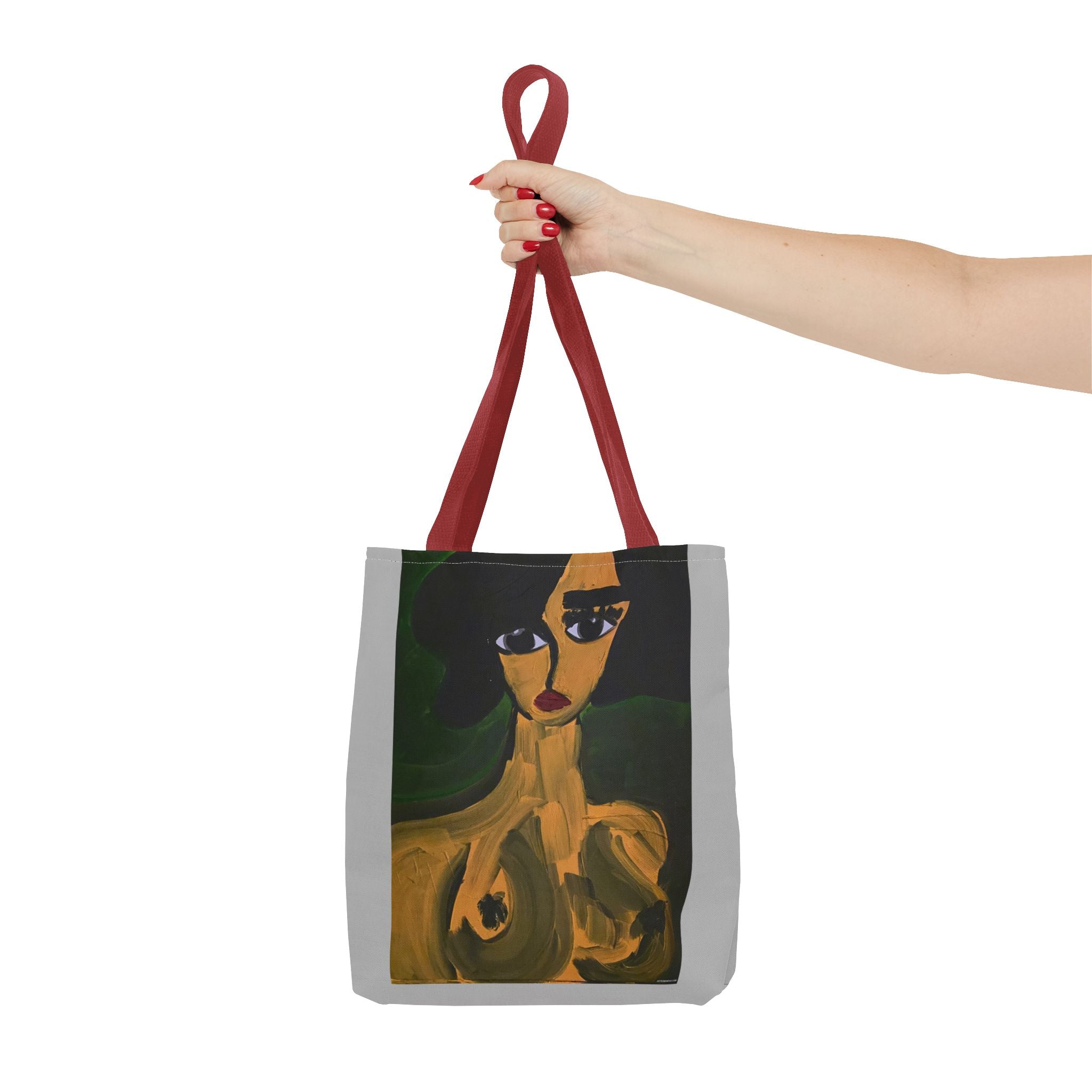 Sac fourre-tout portrait abstrait de femme | Motif expressionniste peint à la main