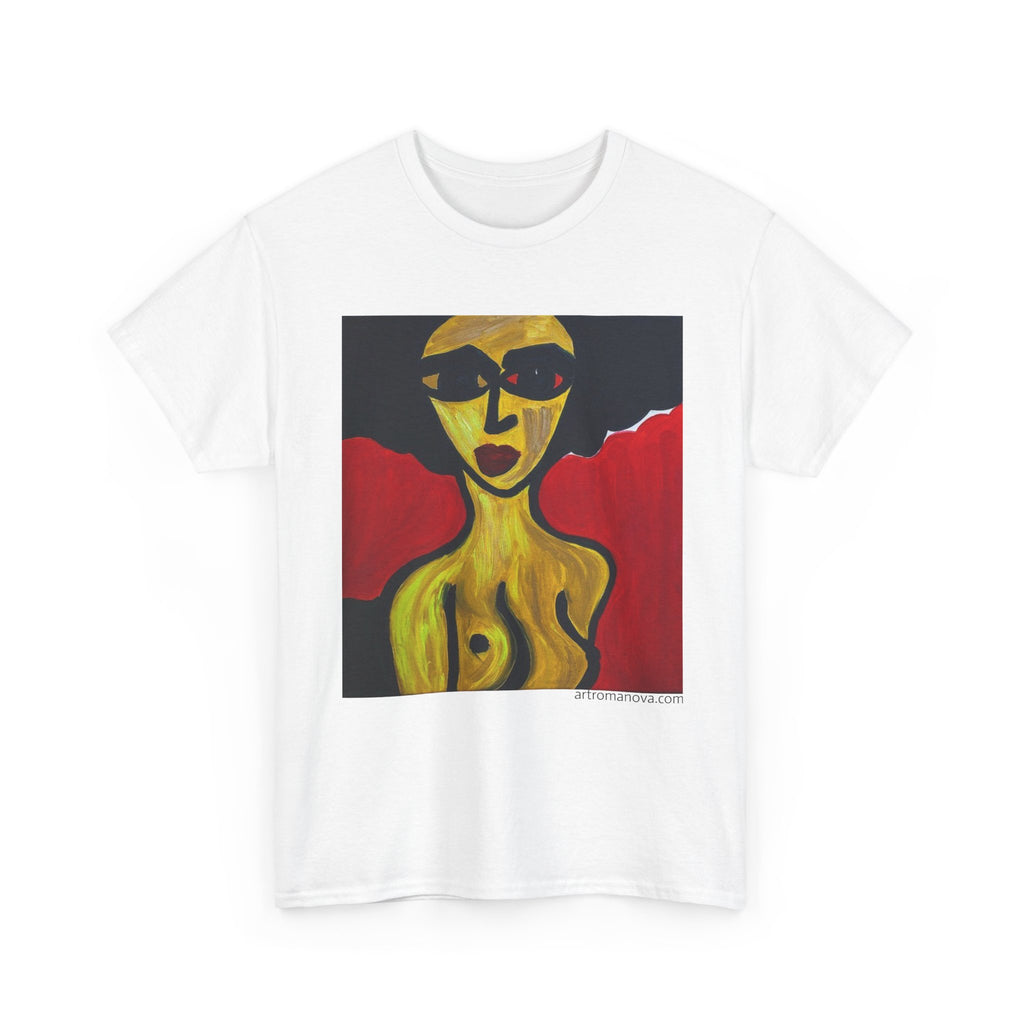 Fine Cotton Art Tee, Tasteful Nude Portrait Print, Hand-Painted, Gallery Style