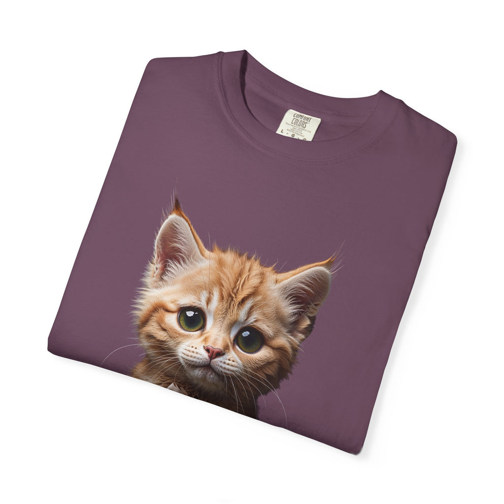 Kitten Illustration T-Shirt | Realistic Cat Portrait, organic cotton