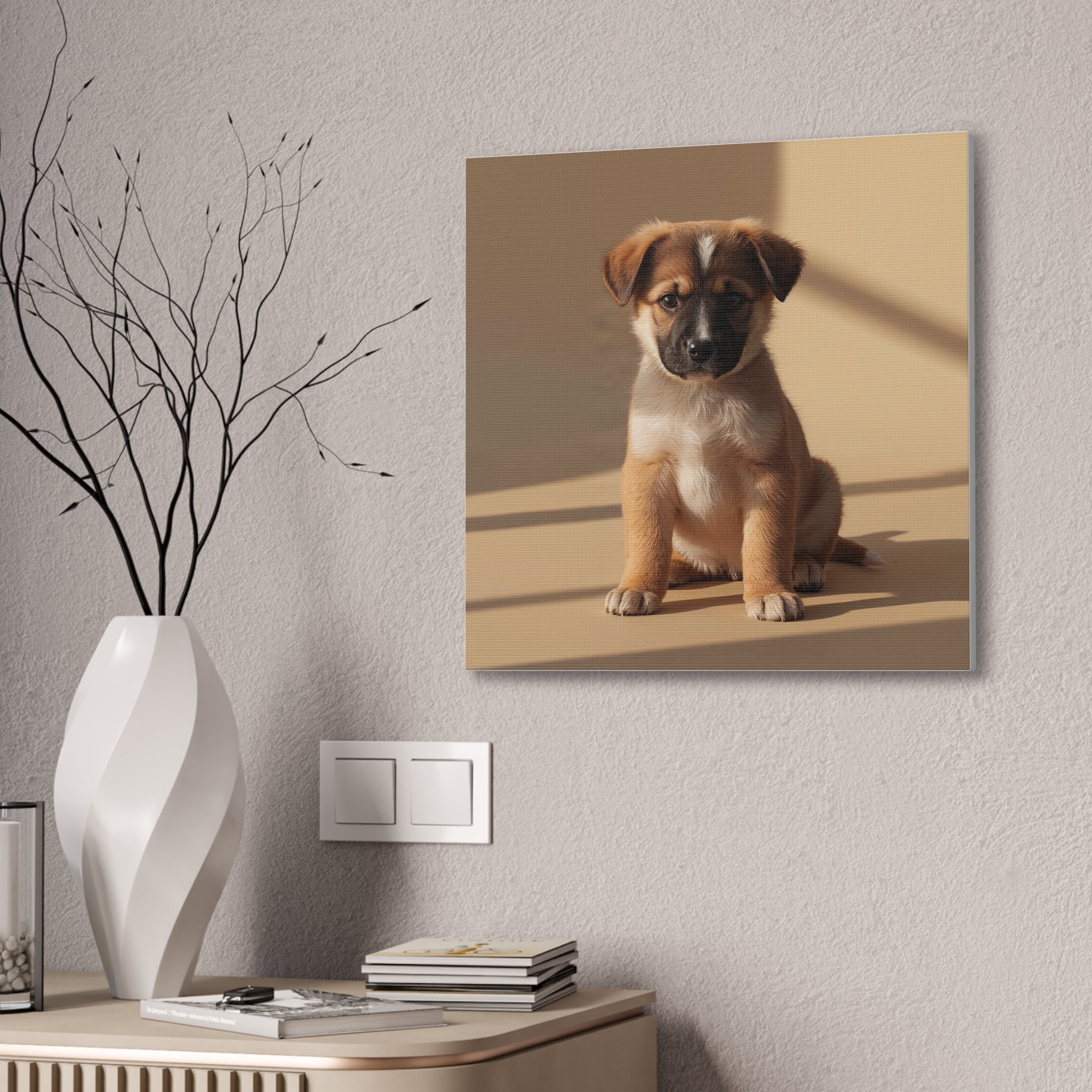 Brown Puppy Portrait Canvas, gift for dog lovers