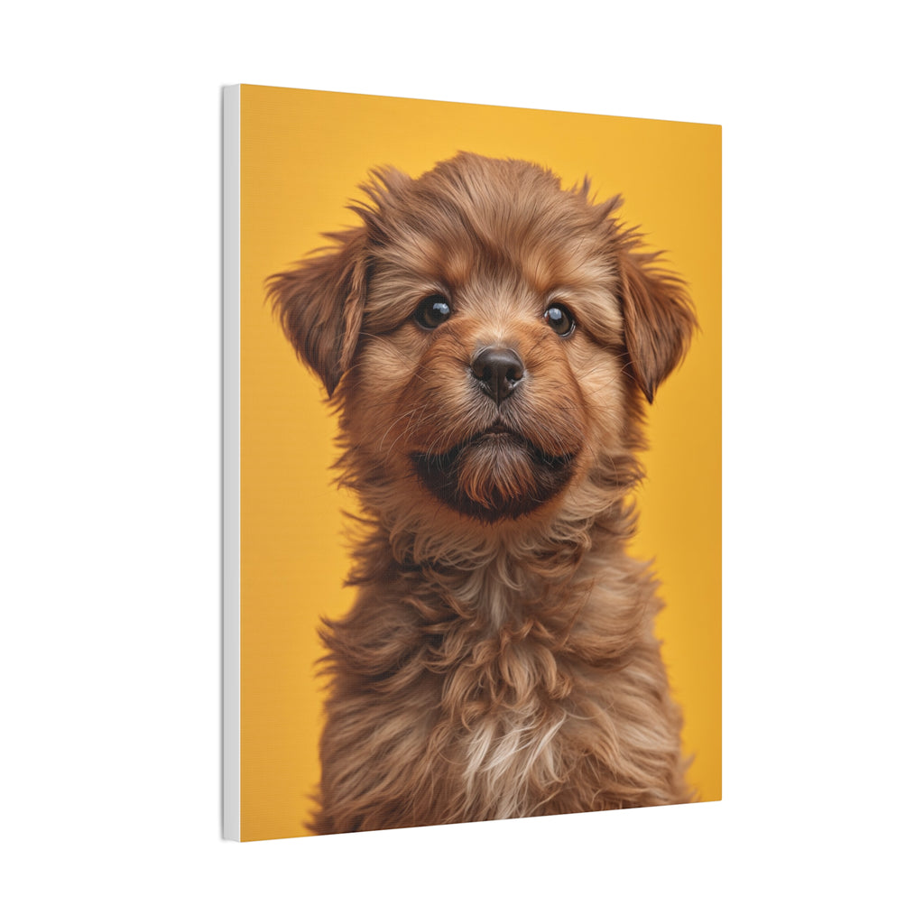 Cute Brown Puppy Portrait Canvas, gift for dog lovers