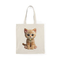 Cute Orange Kitten with Daisy Necklace Tote Bag | Cat Illustration Tote