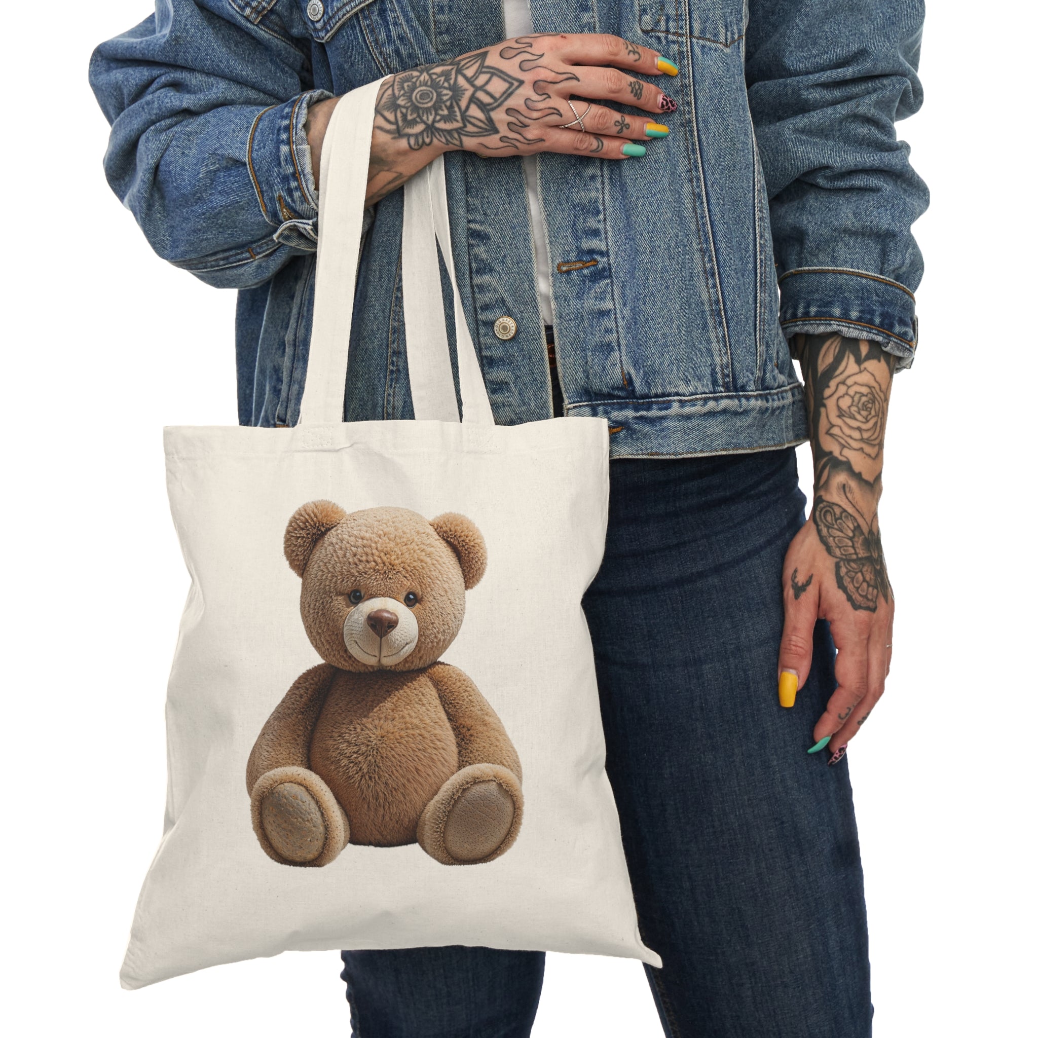 Sac fourre-tout ours en peluche marron | Illustration d'une adorable peluche, accessoire pour chambre d'enfant