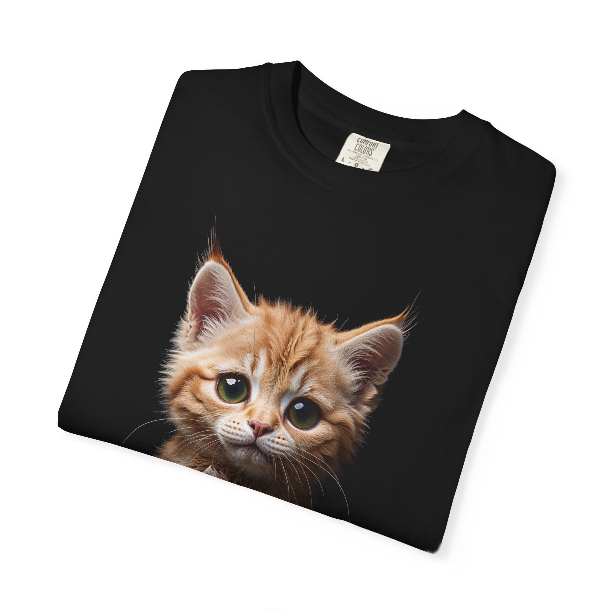Kitten Illustration T-Shirt | Realistic Cat Portrait, organic cotton