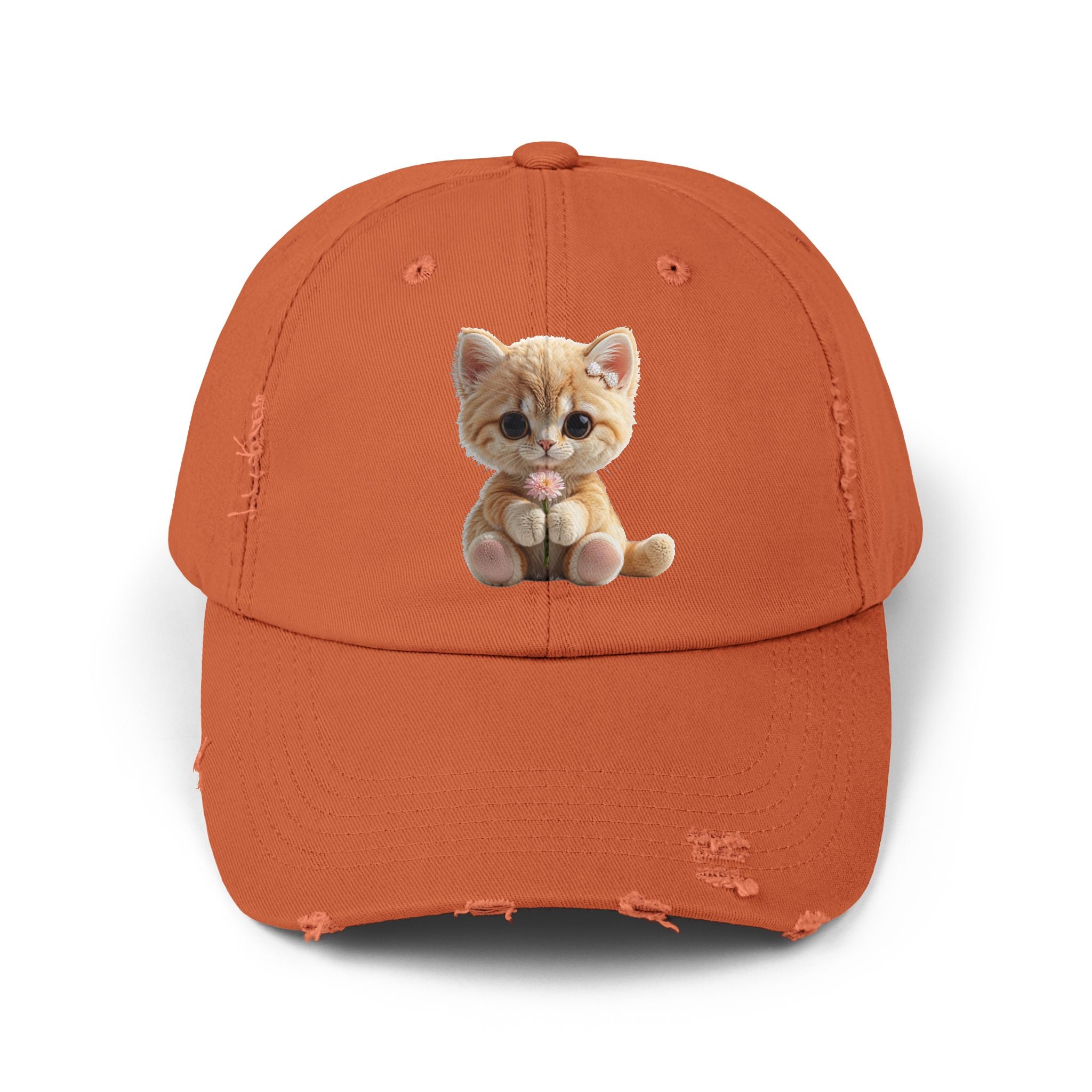 Cute Cap | Distressed Baseball Hat with kitty cat (Copy)