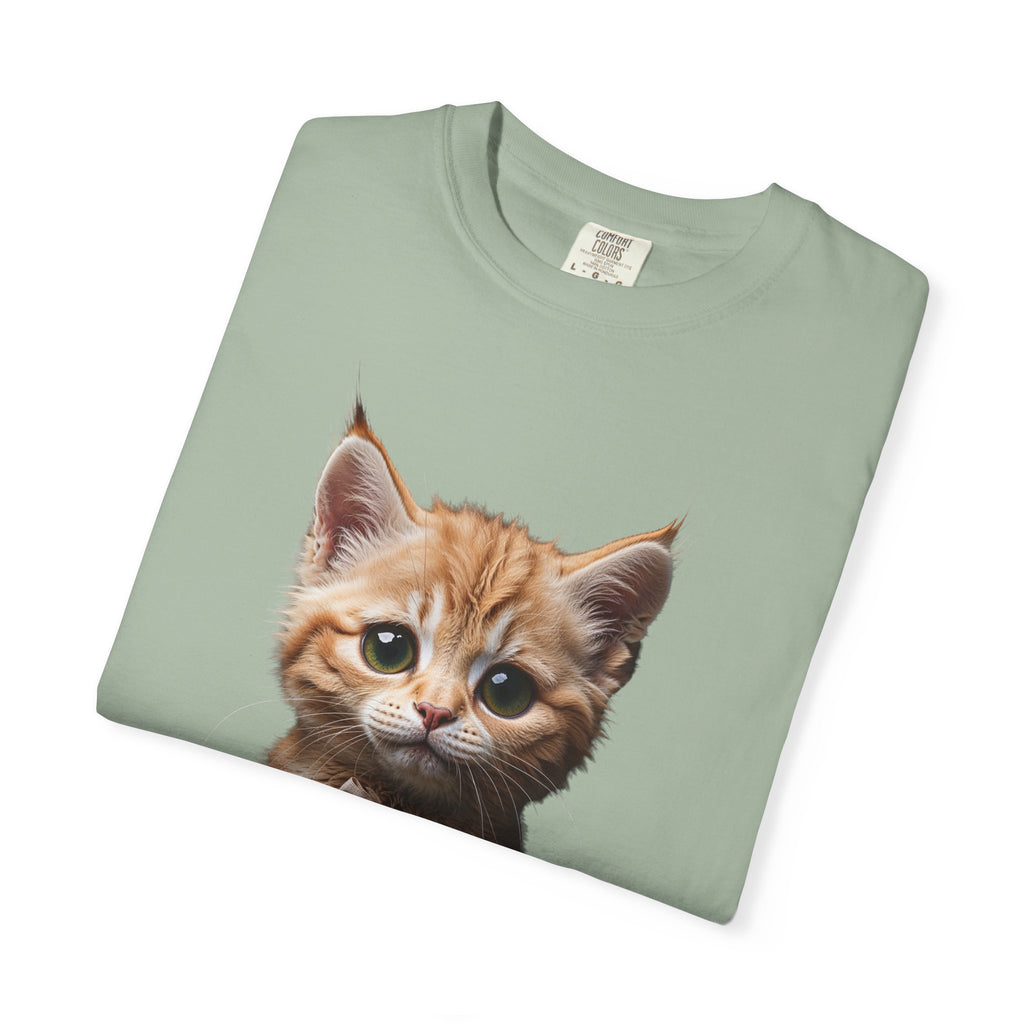 Kitten Illustration T-Shirt | Realistic Cat Portrait, organic cotton