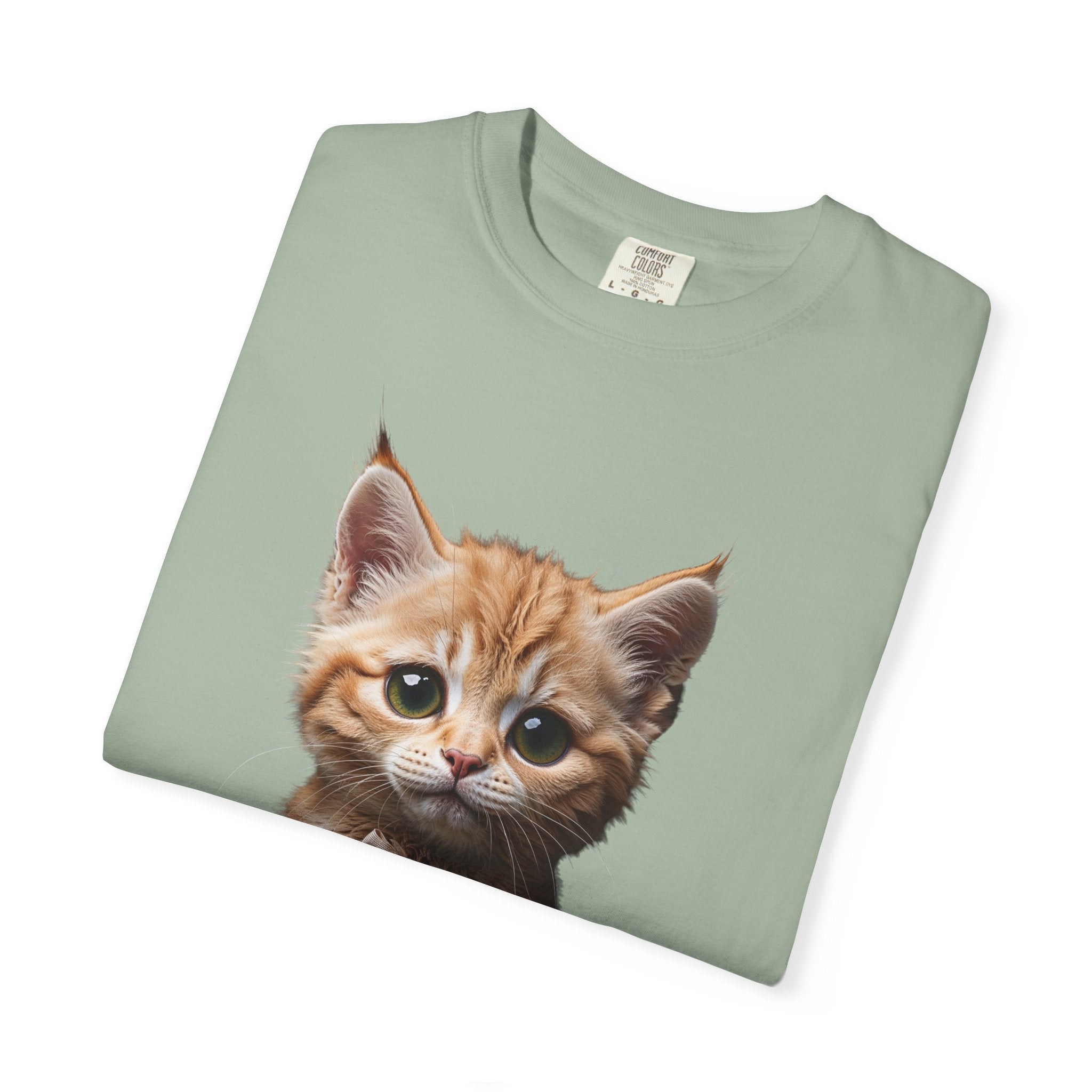 Kitten Illustration T-Shirt | Realistic Cat Portrait, organic cotton