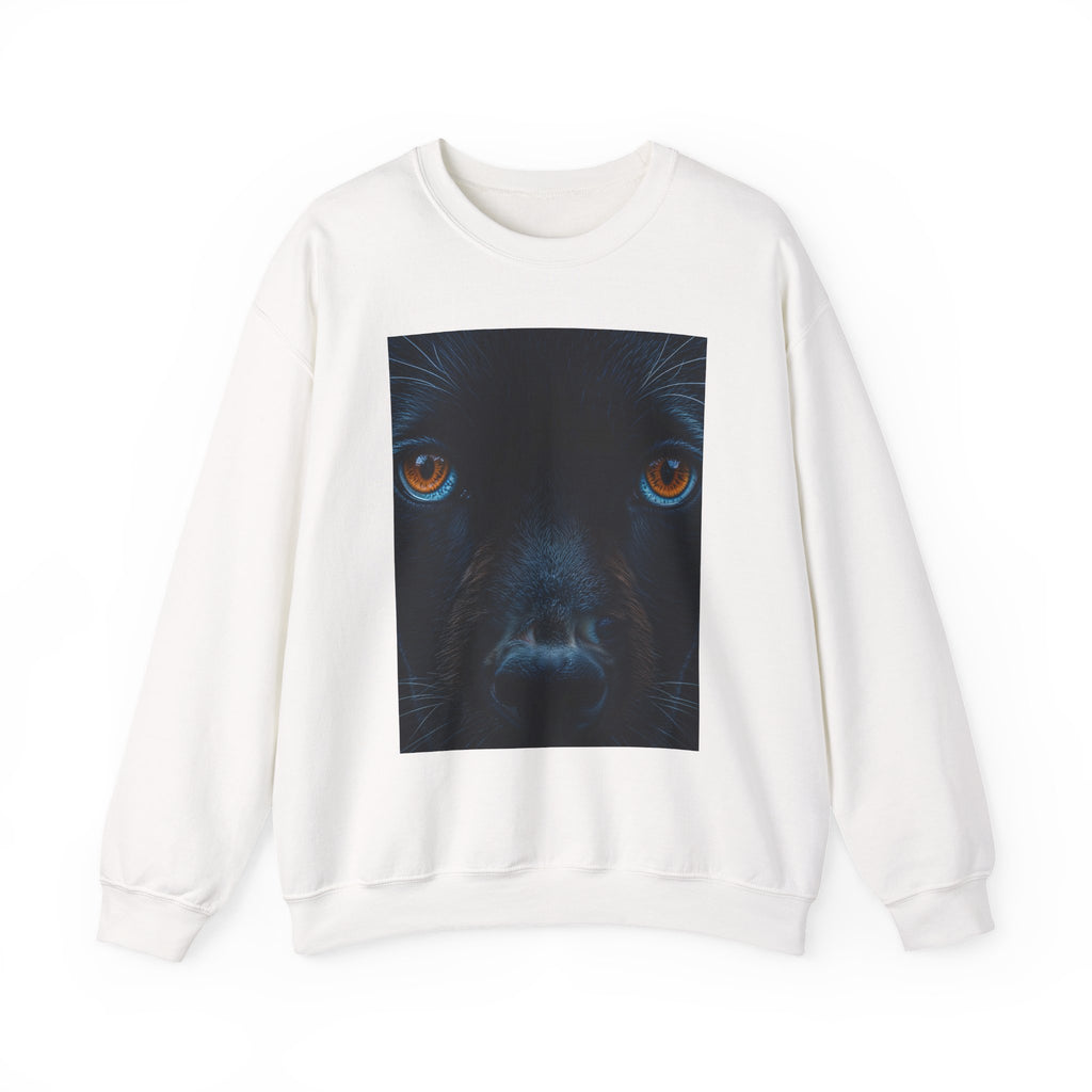 Sweat-shirt à motif loup noir | Gros plan sur les yeux orange