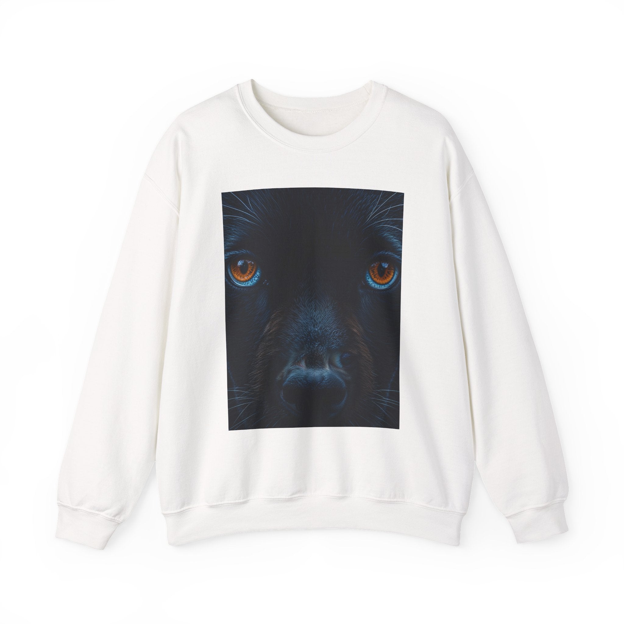 Sweat-shirt à motif loup noir | Gros plan sur les yeux orange