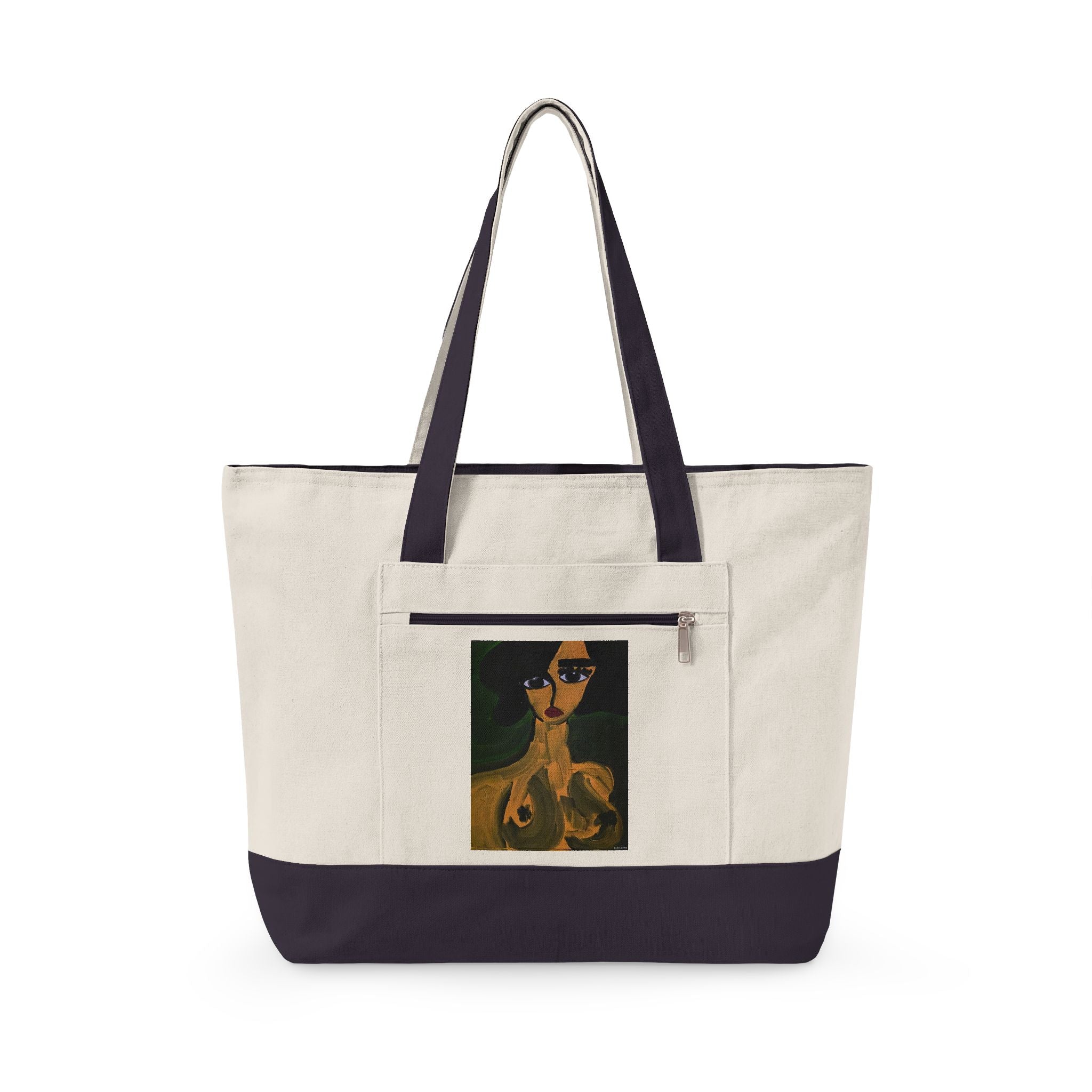 Sac fourre-tout en toile à fermeture éclair | Illustration artistique de nu, fait main
