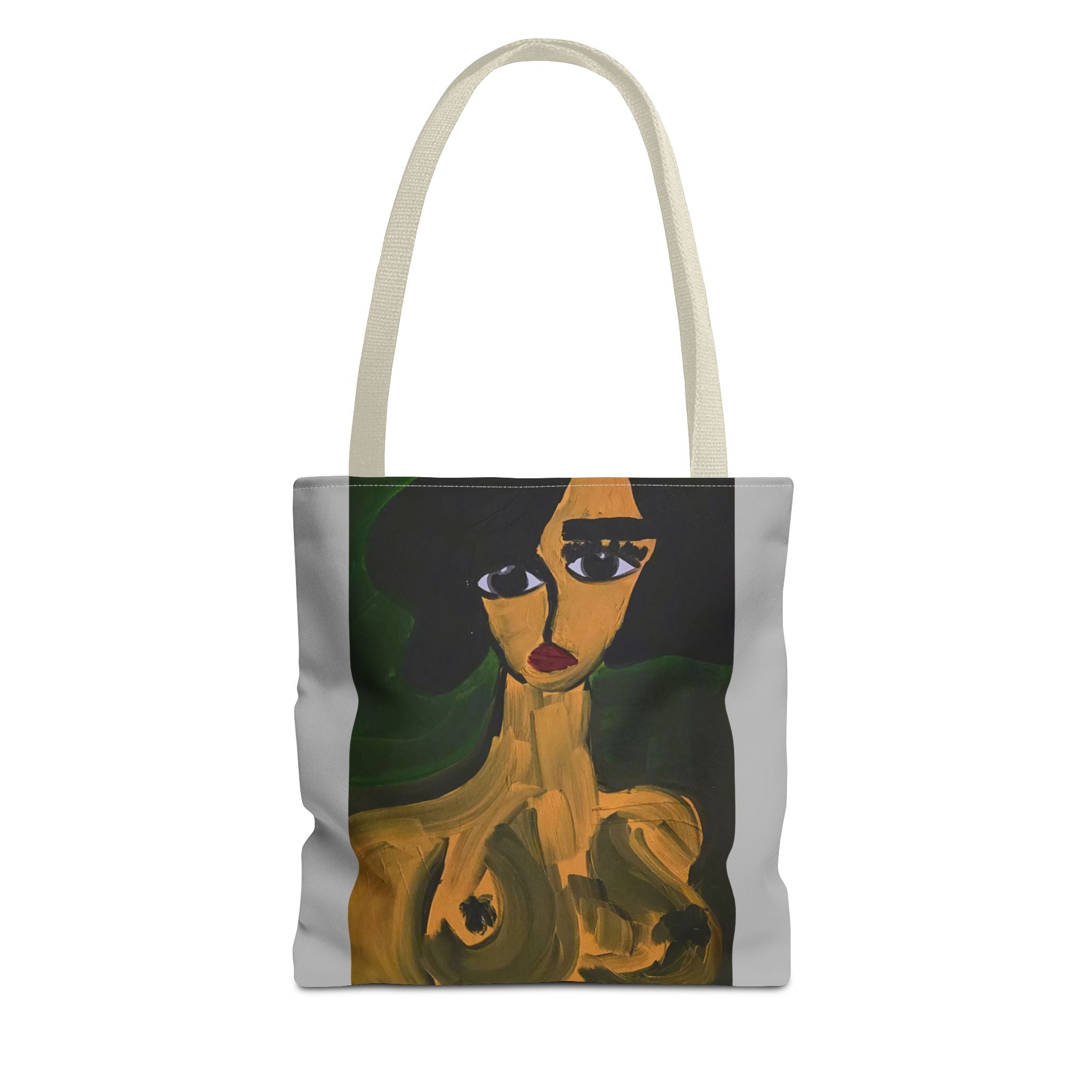 Sac fourre-tout portrait abstrait de femme | Motif expressionniste peint à la main