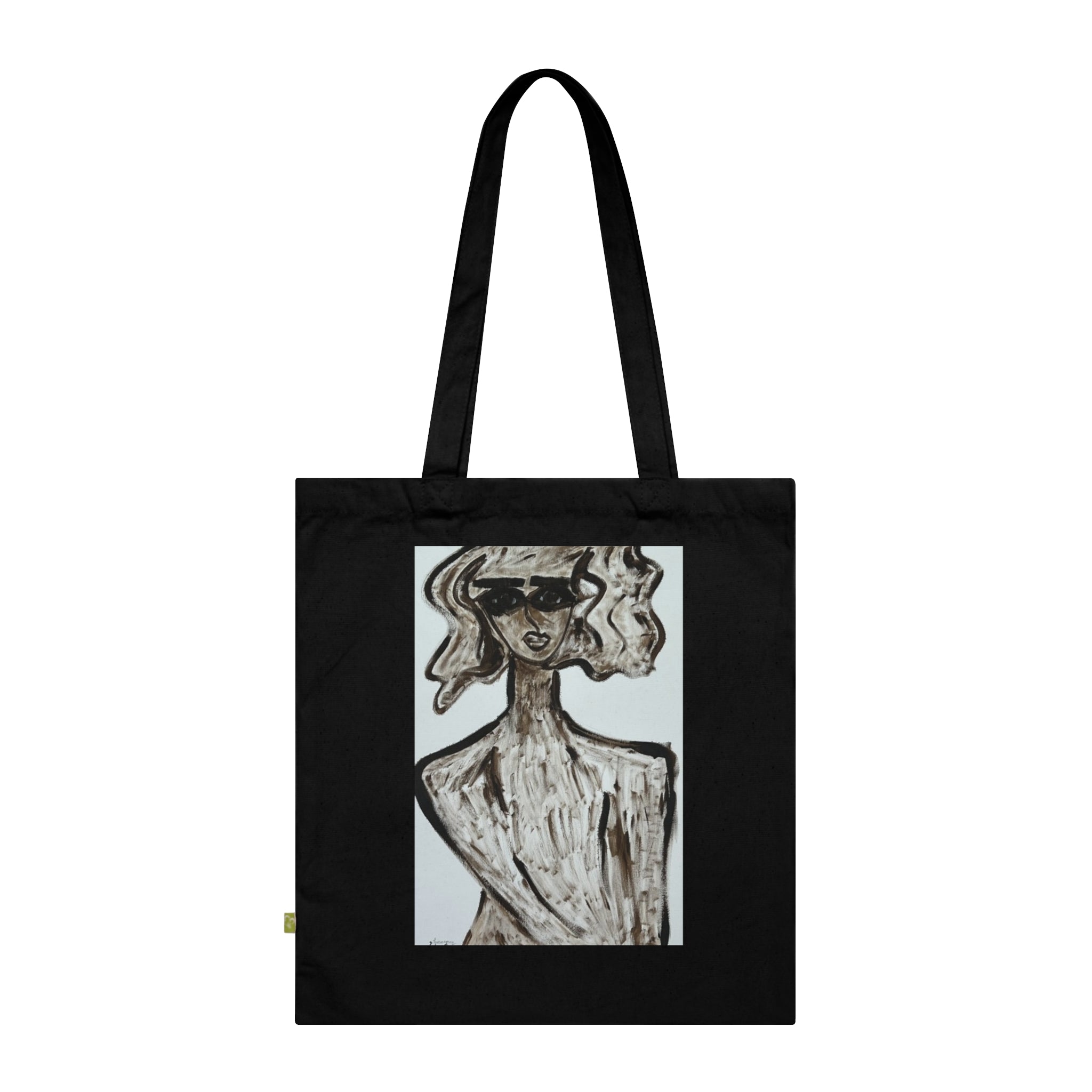 Sac cabas stylisé | Bleu marine, coton biologique, coton écologique, fait main, sac cabas artistique