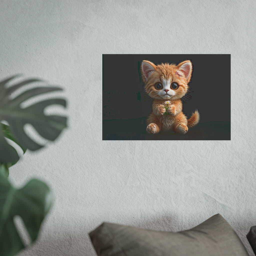 Cute Kitten Illustration Poster | Cat Wall Art, cat lover Decor