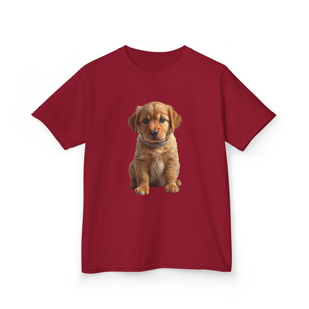 T-shirt enfant illustration chiot marron | T-shirt chien mignon, amoureux des animaux