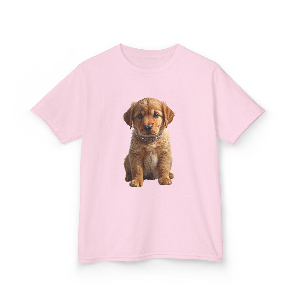 T-shirt enfant illustration chiot marron | T-shirt chien mignon, amoureux des animaux