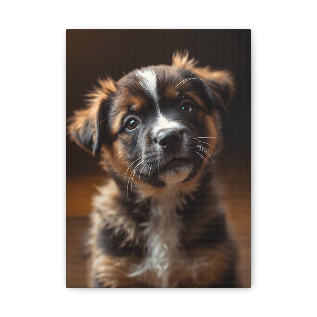 Adorable Puppy Portrait Canvas, gift for dog lovers, wall art with dog