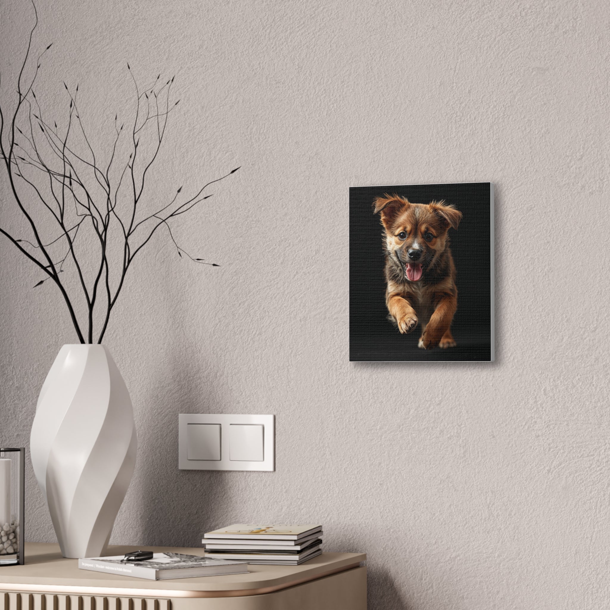 Running Puppy Canvas | Stretched Wall Art, gift for dog lovers