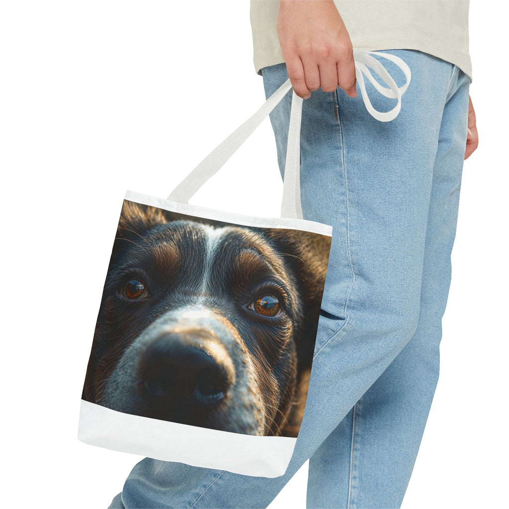 Sac fourre-tout avec gros plan sur la tête d'un chien | Portrait de chiot mignon, impression photo