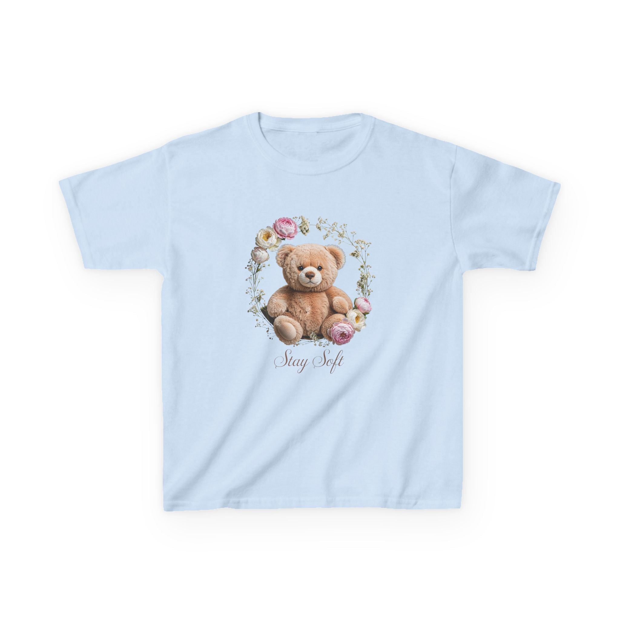 T-shirt enfant ours en peluche | T-shirt ours en peluche fleuri, T-shirt ours en peluche kawaii, Imprimé ours mignon, T-shirt unisexe doux