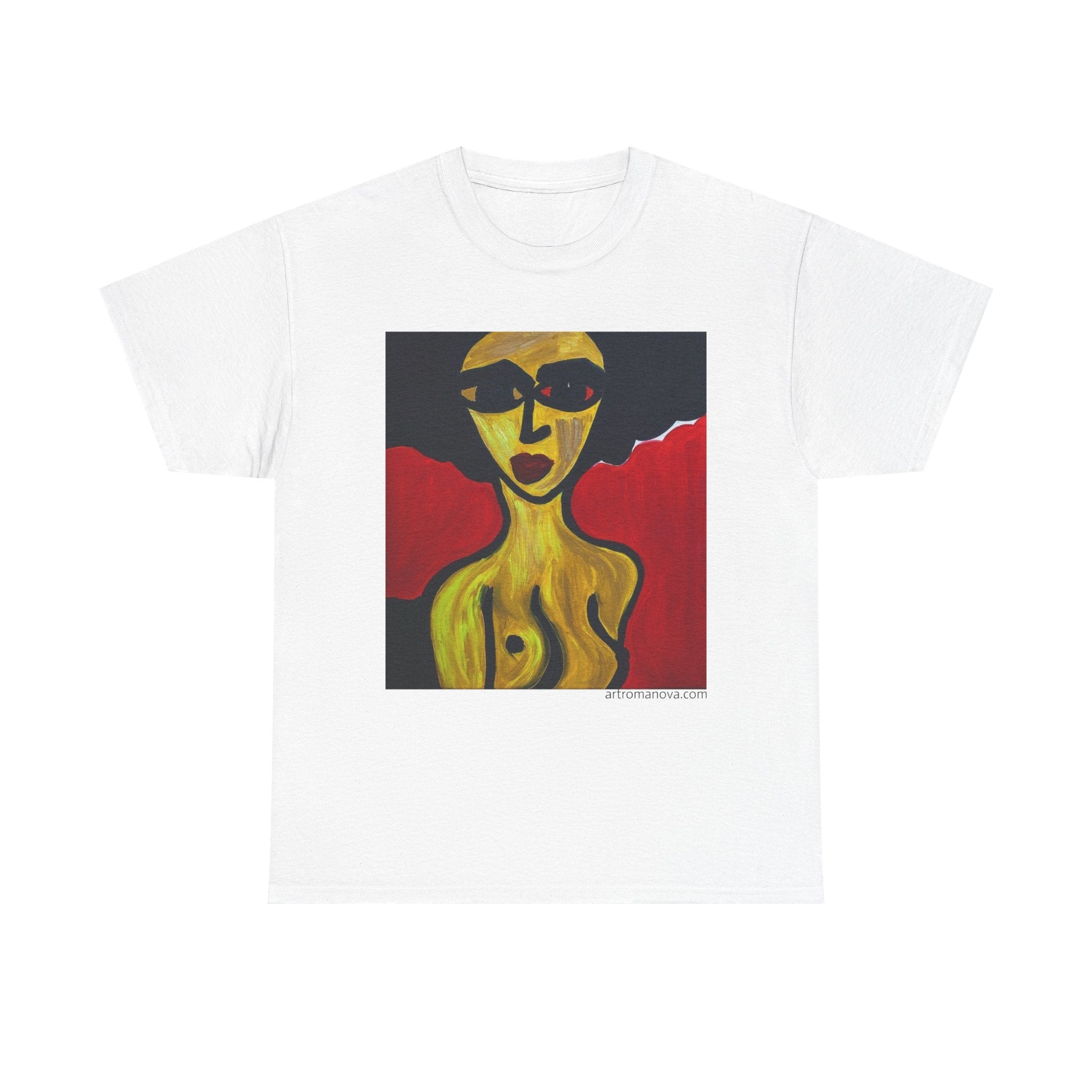 Fine Cotton Art Tee, Tasteful Nude Portrait Print, Hand-Painted, Gallery Style