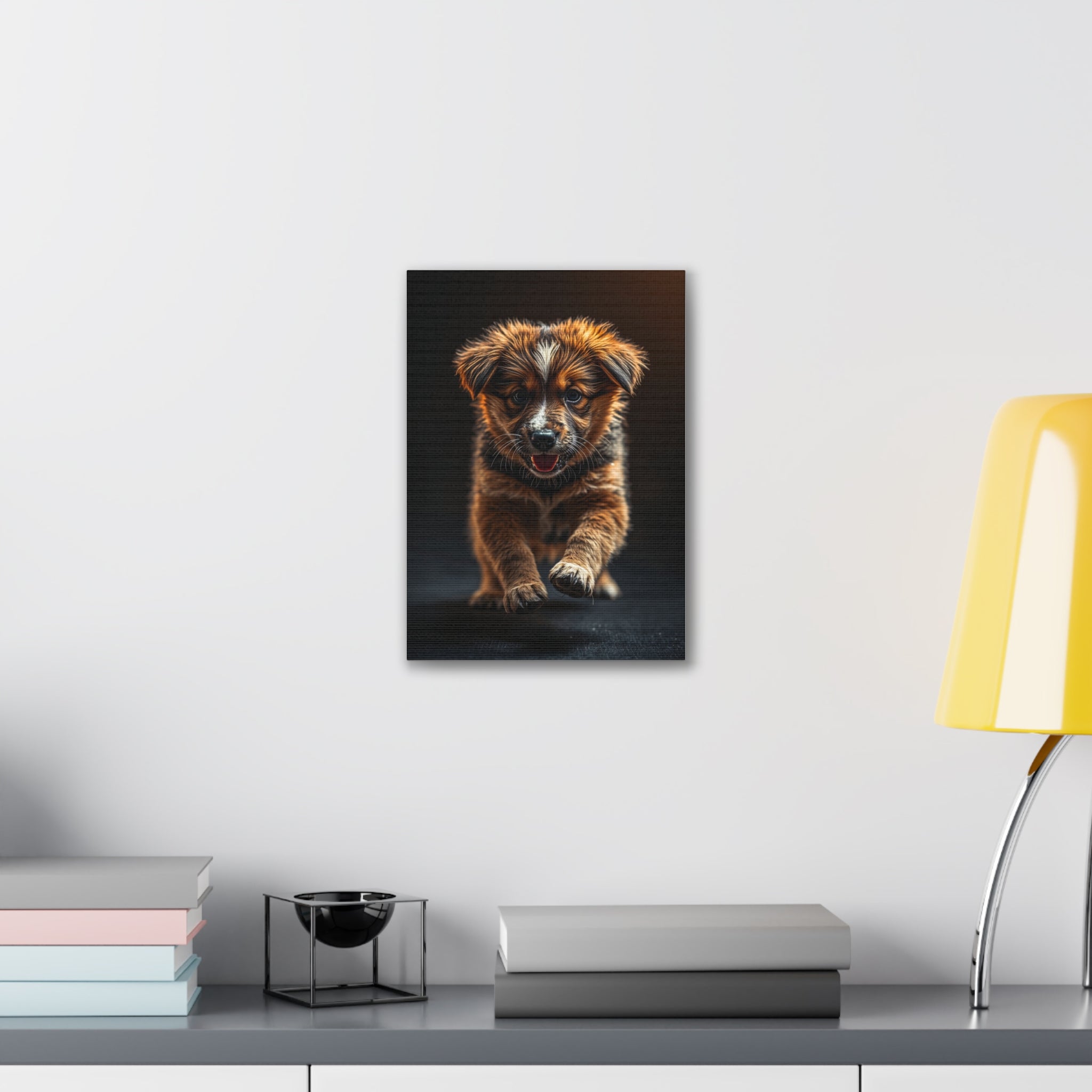 Running Puppy Canvas | Stretched Wall Art, Dog Portrait, gift for dog lovers
