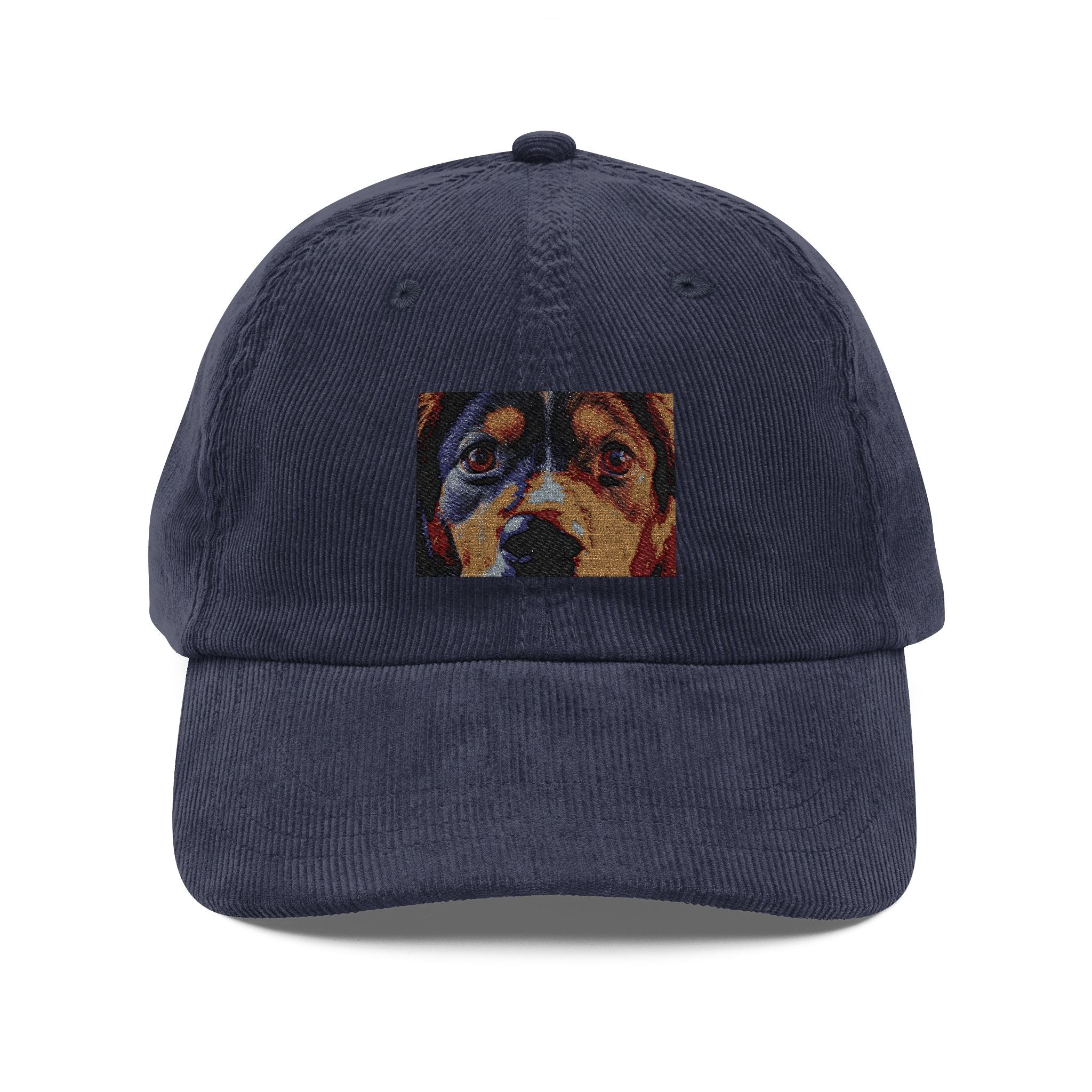 Casquette brodée avec portrait de chien | Casquette de baseball vintage en velours côtelé