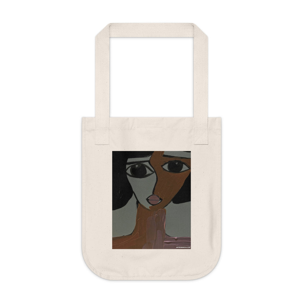 Sac cabas à portrait abstrait | Sac cabas en toile d'art moderne, fait main, sac shopping