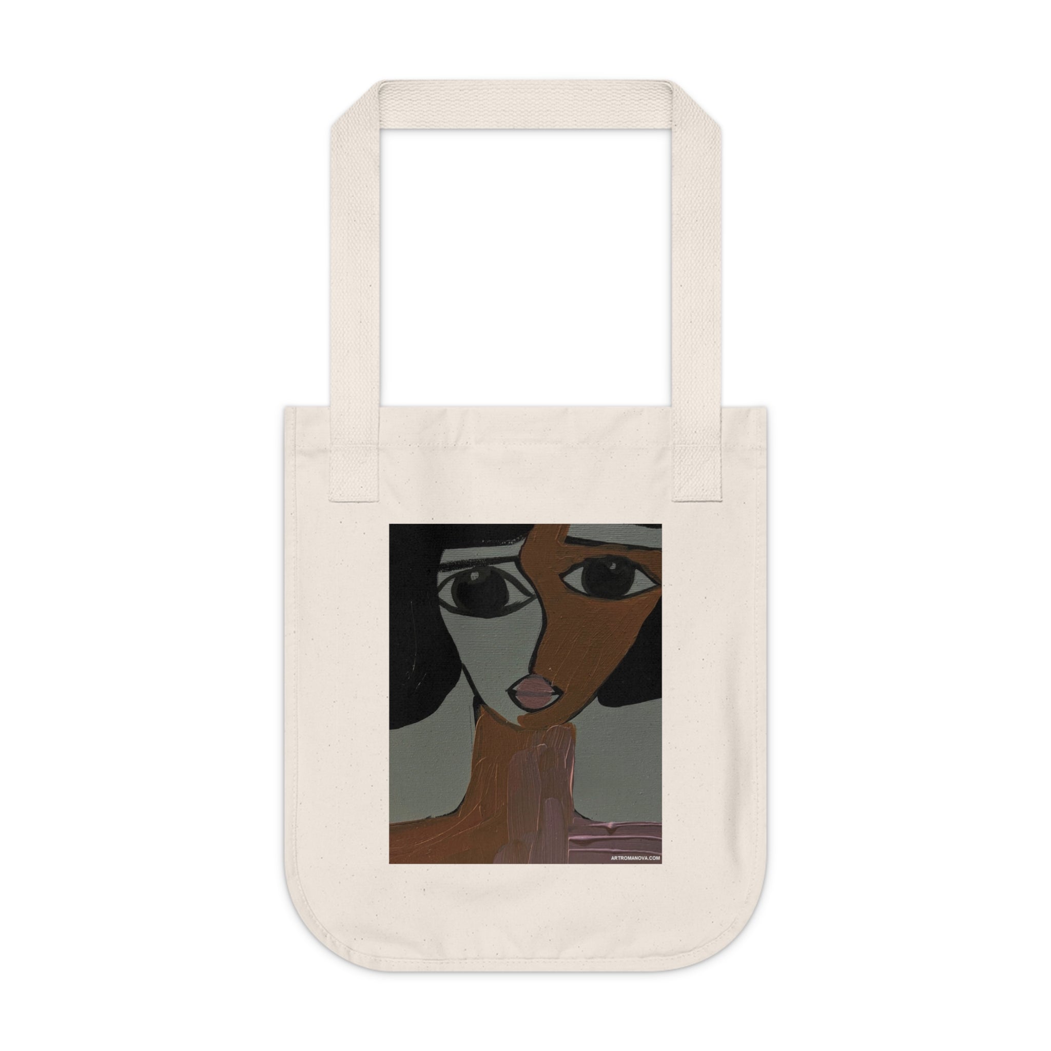 Sac cabas à portrait abstrait | Sac cabas en toile d'art moderne, fait main, sac shopping