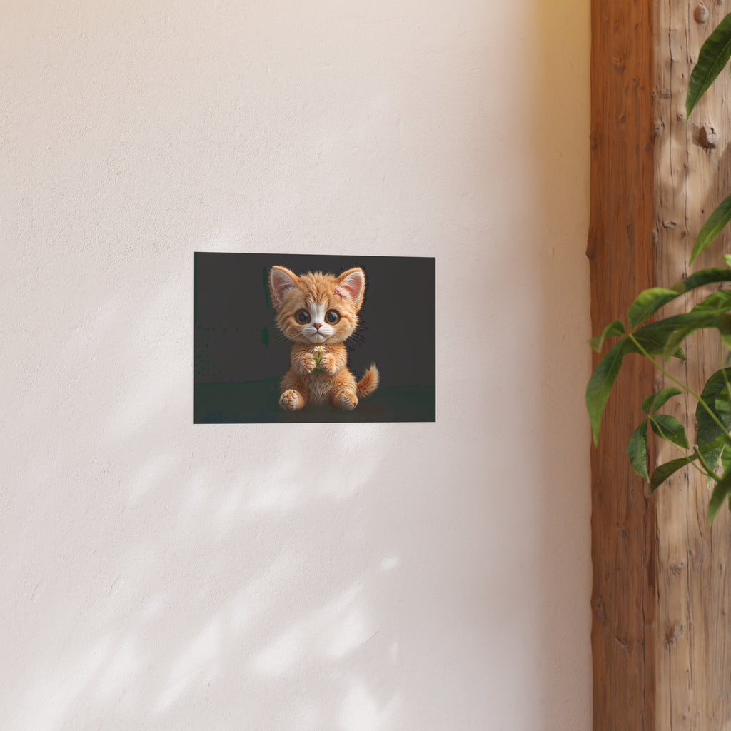 Cute Kitten Illustration Poster | Cat Wall Art, cat lover Decor