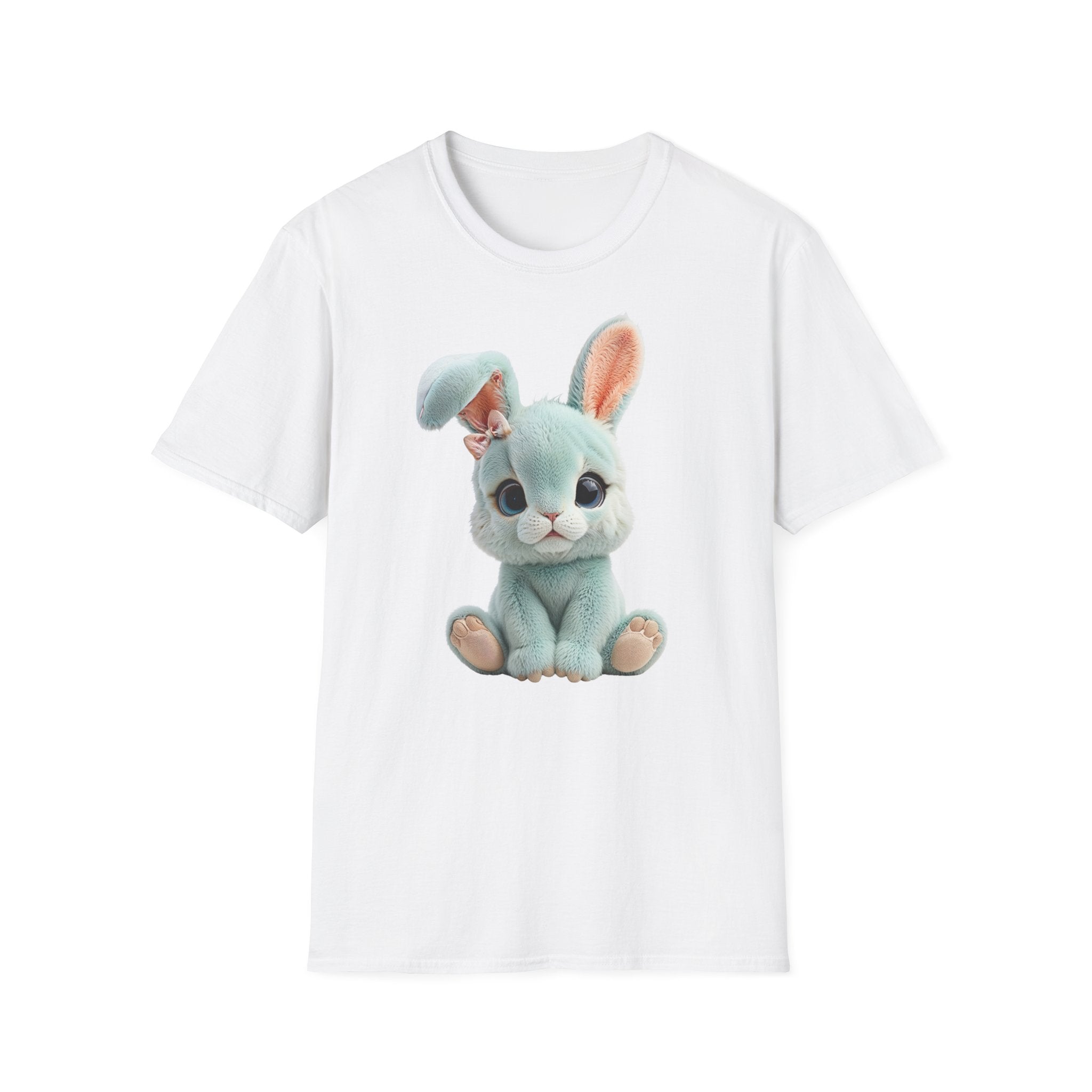 T-shirt Lapin en peluche bleu | T-shirt graphique lapin mignon
