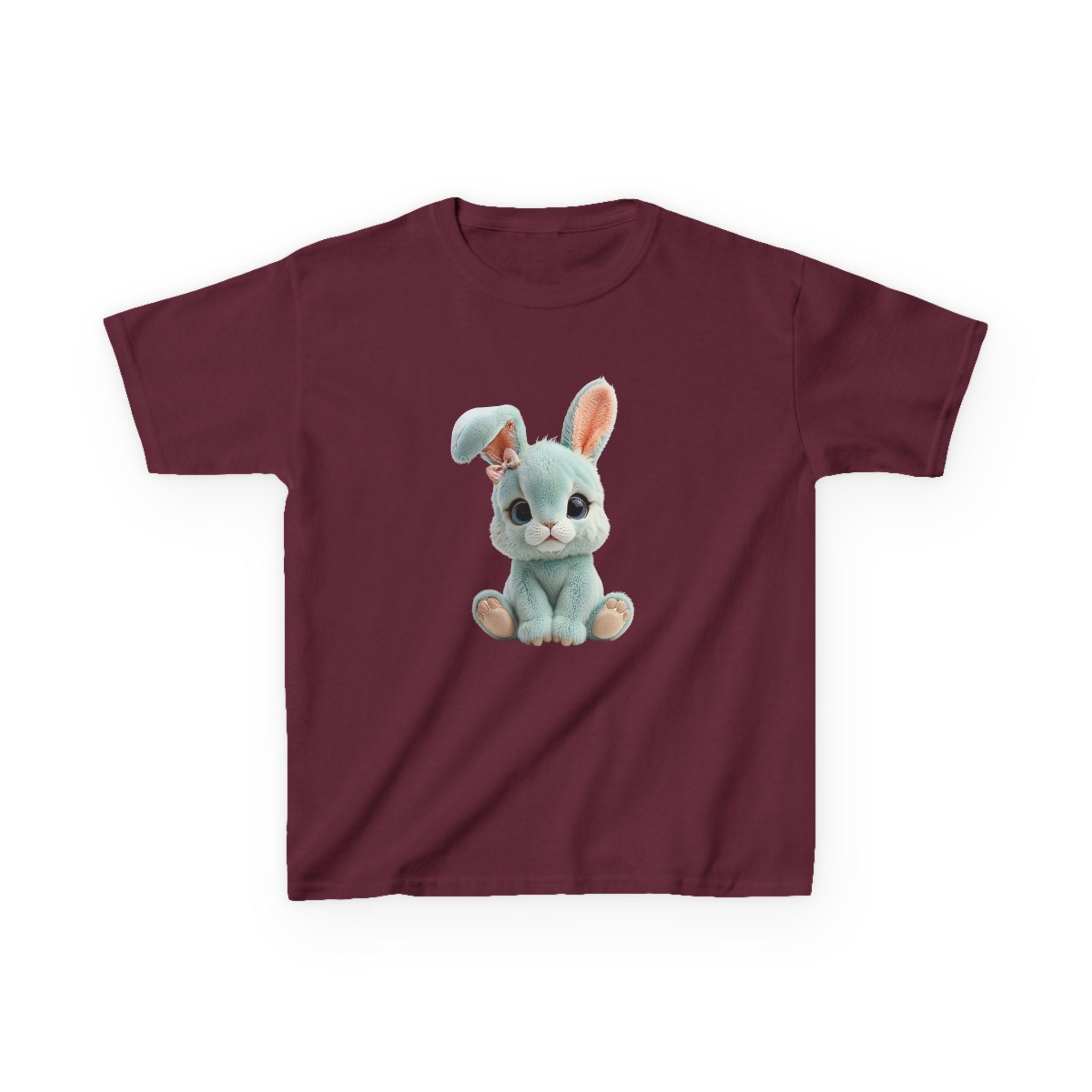 T-shirt enfant lapin en peluche mignon | Illustration de lapin bleu pastel, T-shirt de Pâques