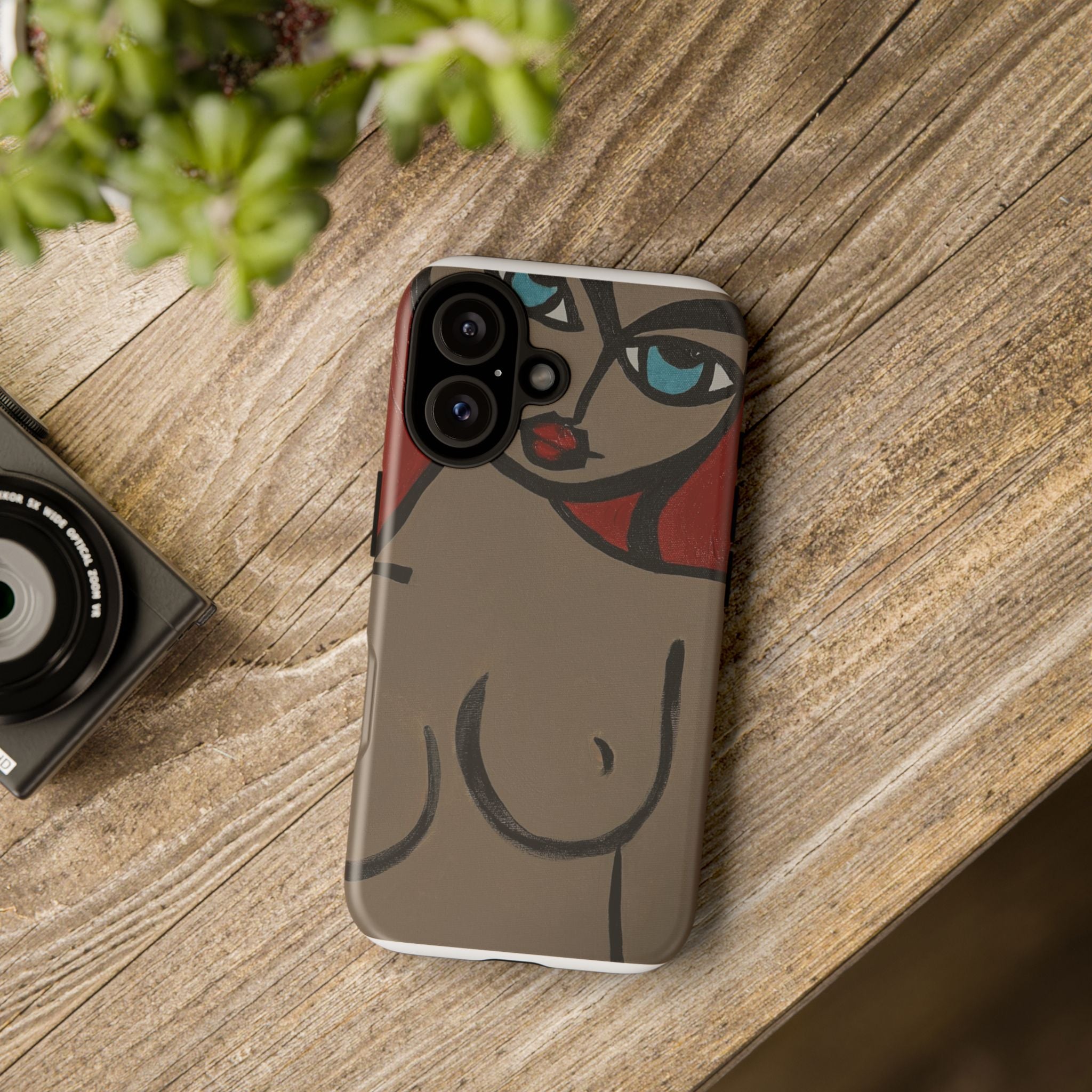 Coque de téléphone minimaliste | Figure féminine abstraite, faite main