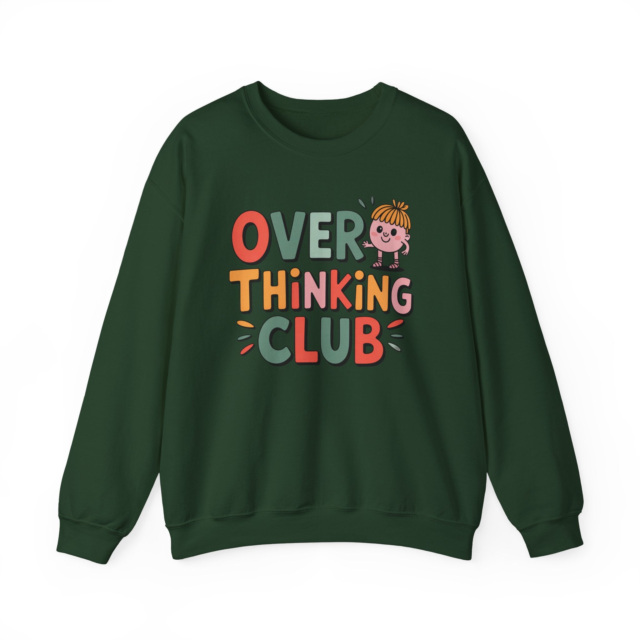 Overthinking Club sweatshirt | Cute cartoon text crewneck, Smart & Funny Slogan Sweatshirt, Trendy Motivational Streetwear