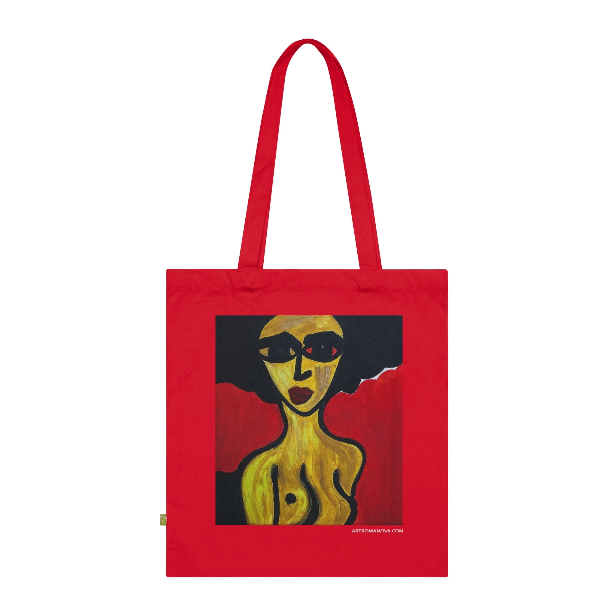 Sac fourre-tout portrait abstrait de femme | Peinture expressionniste moderne, sac fourre-tout fait main, sac fourre-tout en coton écologique