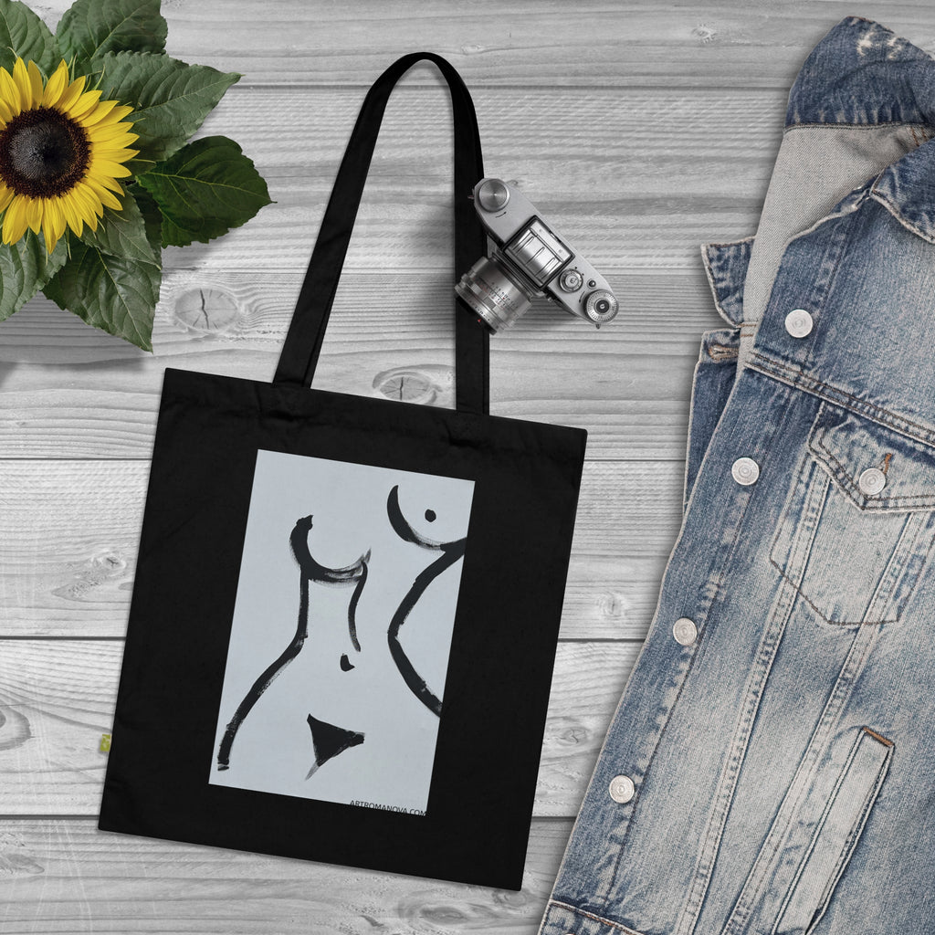 Sac fourre-tout pour femme | Toile à motifs de corps, fait main, en coton écologique