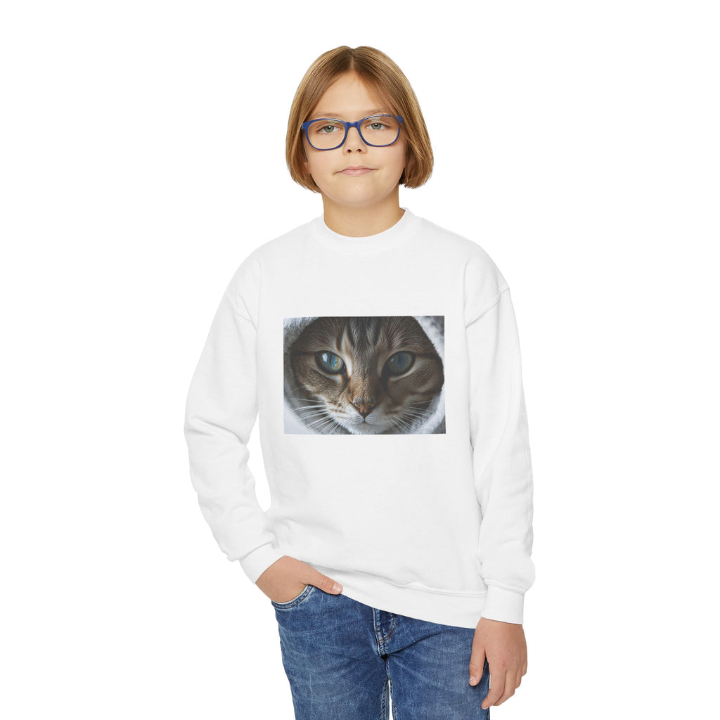 Sweat-shirt ras du cou pour enfant avec motif chat tigré | Portrait de chaton mignon