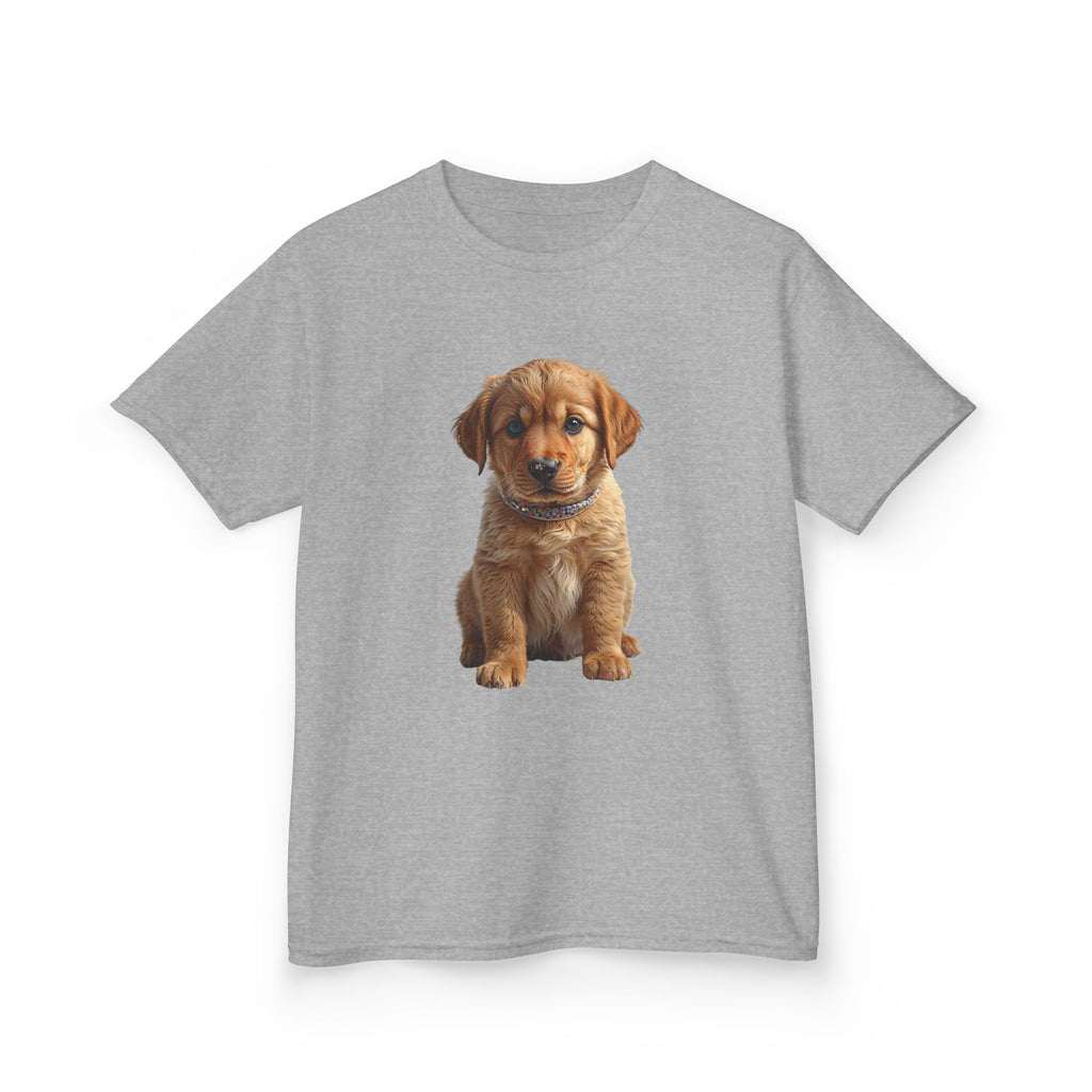 T-shirt enfant illustration chiot marron | T-shirt chien mignon, amoureux des animaux