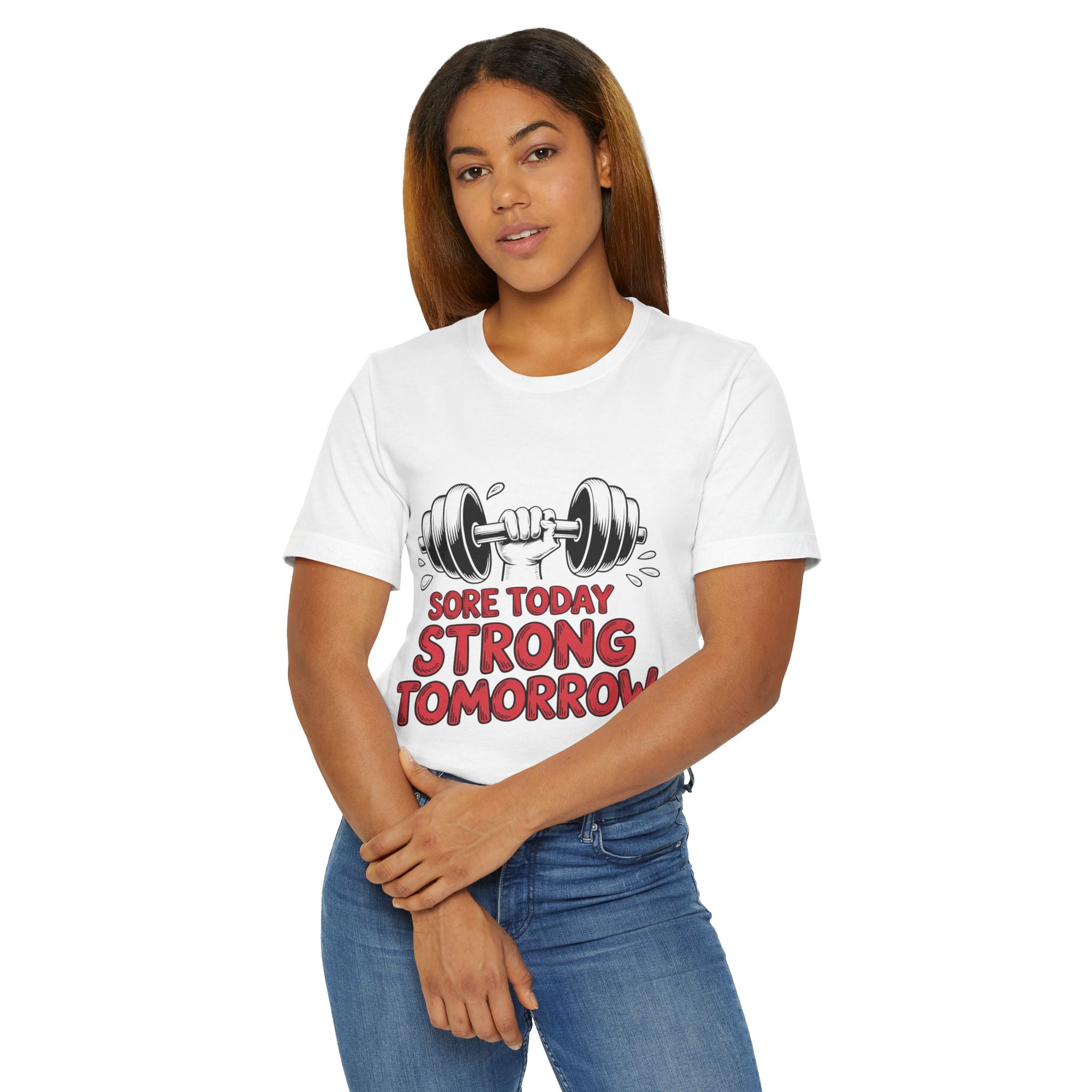 Sore Today Strong Tomorrow T-Shirt | Dumbbell Fitness Workout Tee