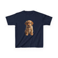 T-shirt enfant illustration chiot marron | T-shirt chien mignon, amoureux des animaux