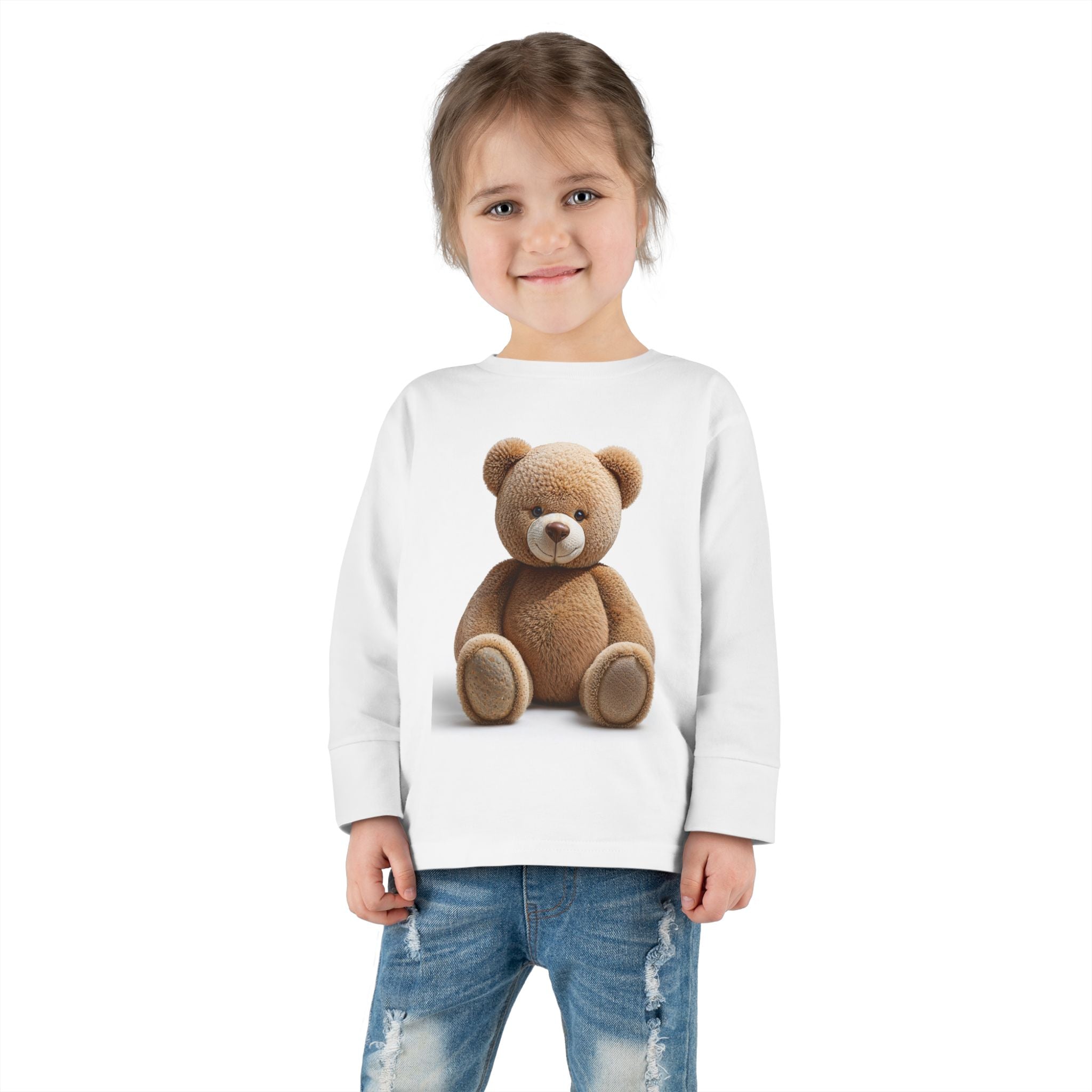T-shirt à manches longues pour tout-petit avec un ourson marron | T-shirt mignon en peluche