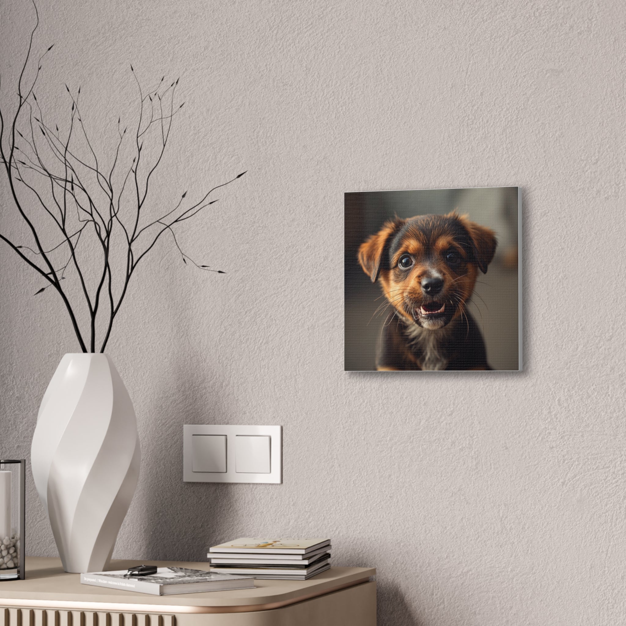 Smiling Puppy Portrait Canvas, gift for doh lovers