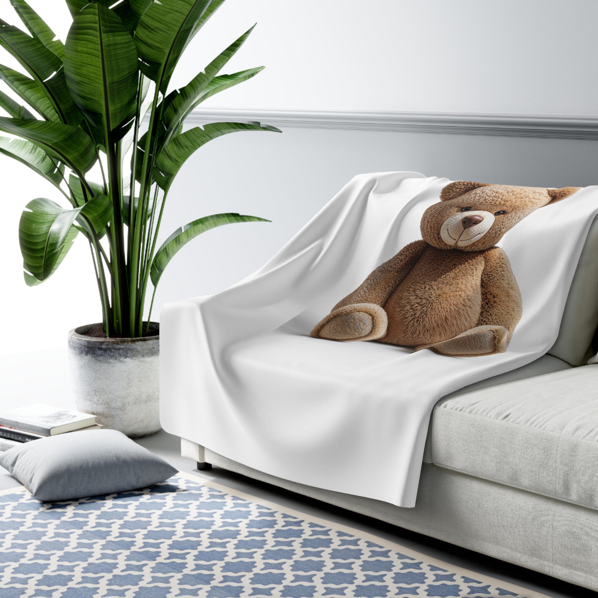 Couverture en polaire sherpa ours en peluche | Couverture enfant en peluche