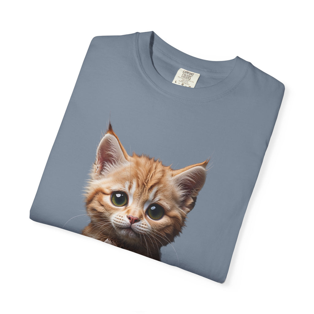 Kitten Illustration T-Shirt | Realistic Cat Portrait, organic cotton